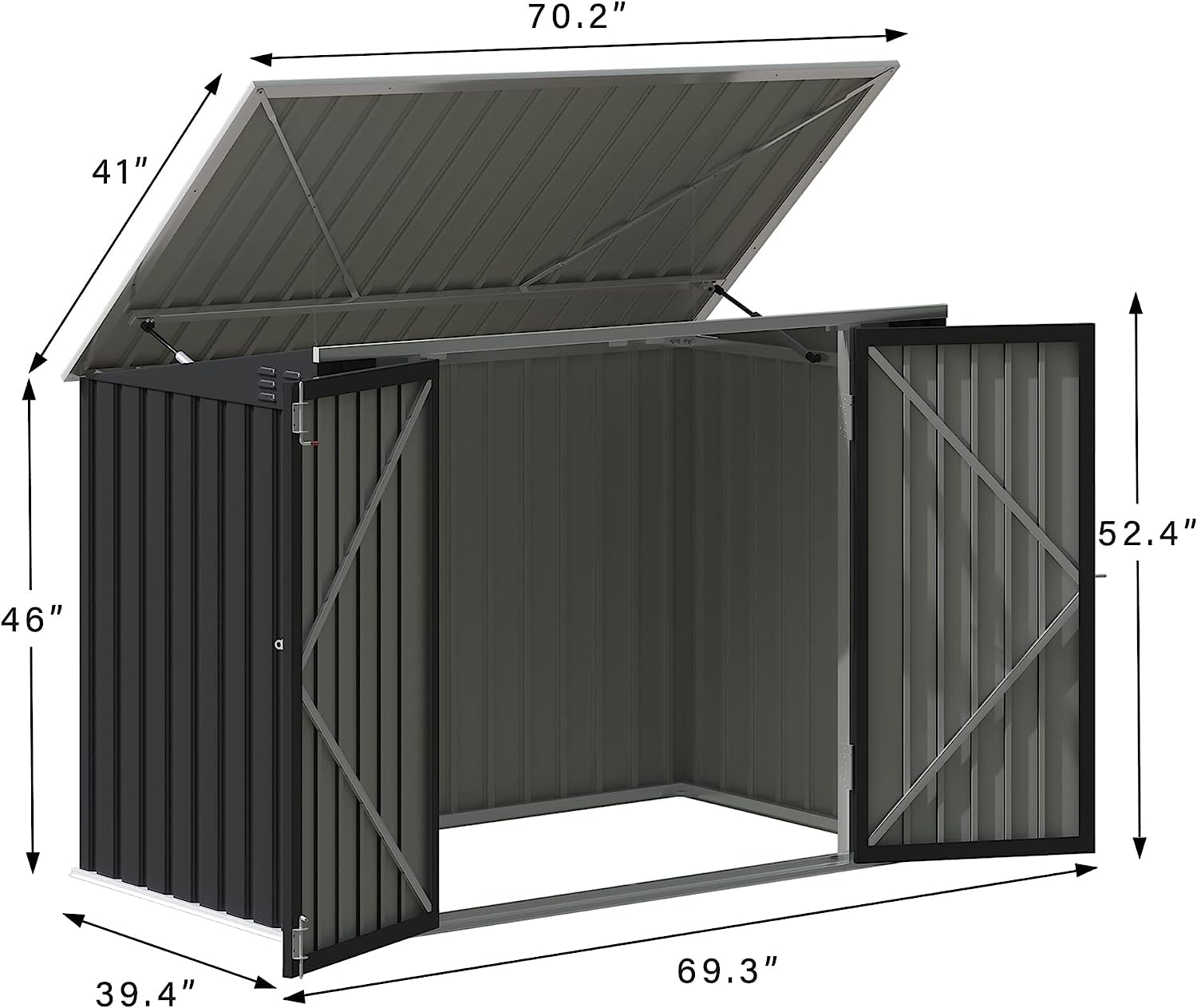 Devoko 5.8x3.3FT Outdoor Metal Storage Shed - Waterproof Trash Can Shed with Lid, Chain & Hydraulic Gas Rod - Perfect for Garden Tools, Yard Waste & Outdoor Organization (Backyard, Patio, Garage Use)
