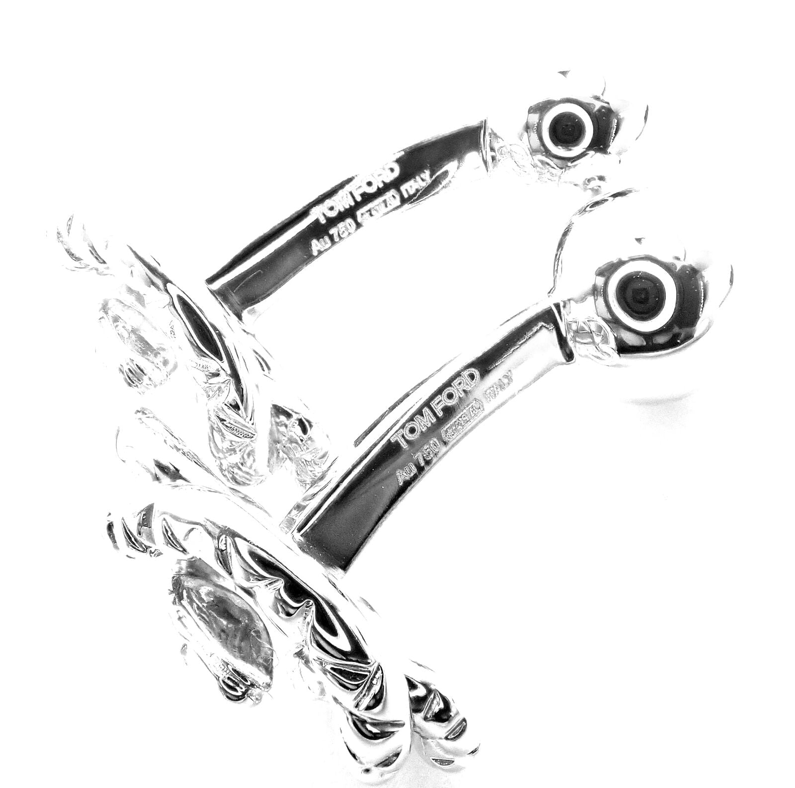 Authentic Tom Ford 18k White Gold Snake Cufflinks Gift Box Set - Luxury Men's Jewelry for Weddings, Business Meetings & Formal Events