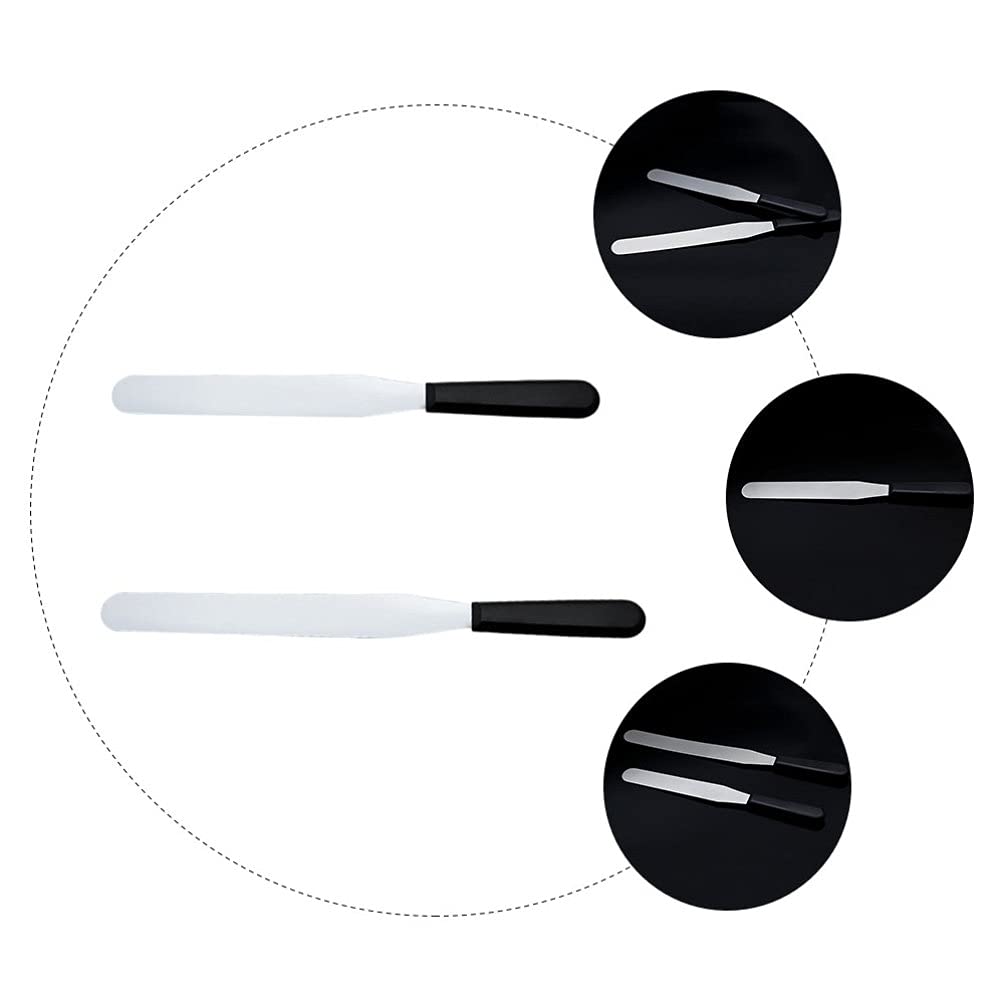 2-Pack Plastic Handle Cream Spatulas - Cake Butter Spreaders & Scrapers for Baking, Frosting, and Kitchen Decorating | Essential Baking Tools for Cakes, Cupcakes, and Pastries