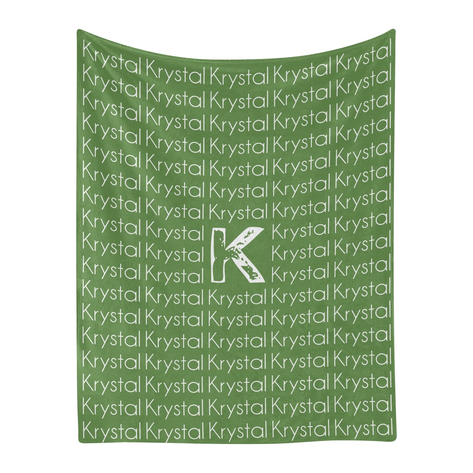 Custom Personalized Fleece Throw Blanket with Name Text - Super Soft Patchwork Green Blanket 60
