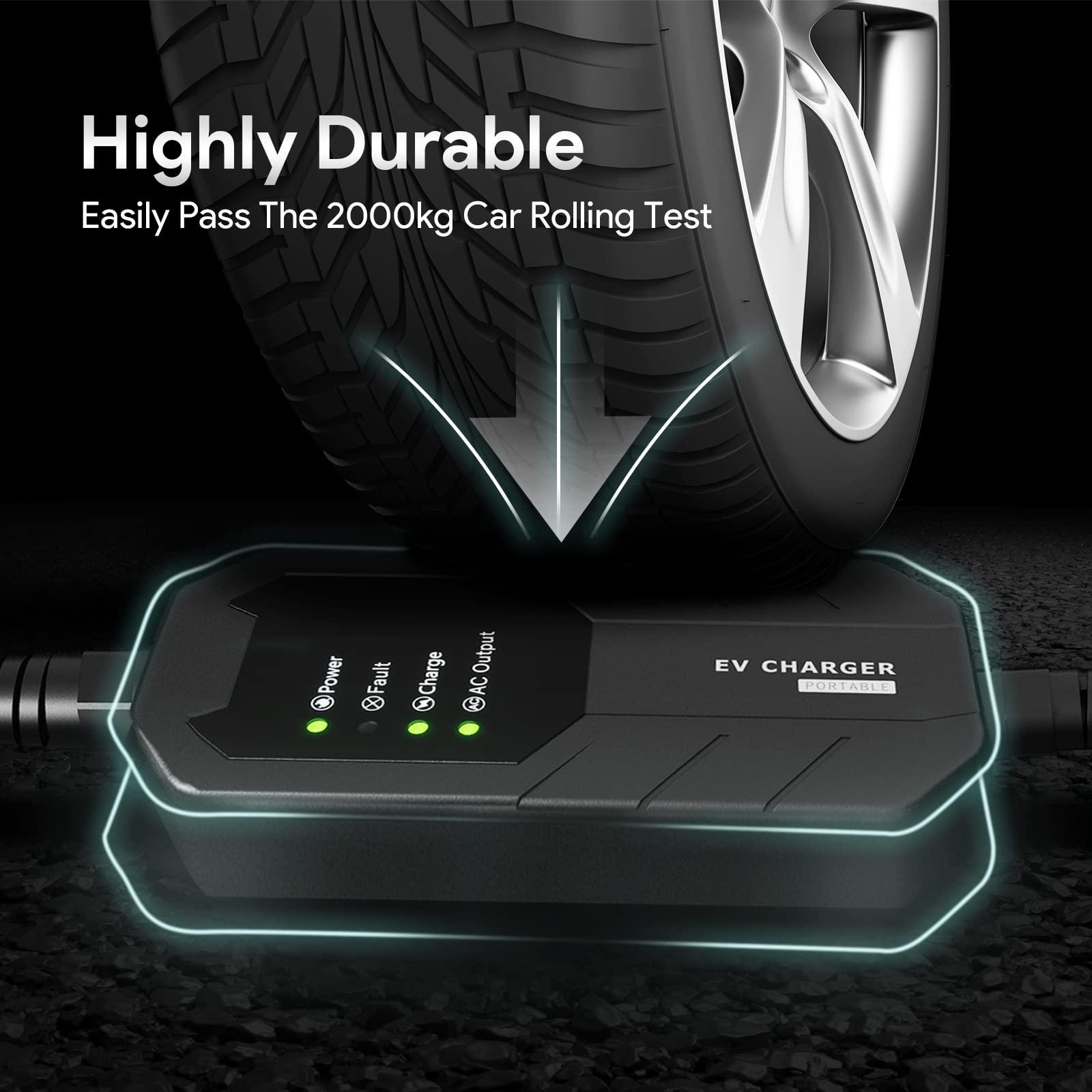 Level 1 & Level 2 EV Charger with 5 Adapters - 16A, 100-240V, 25FT Cable - Portable Electric Vehicle Charging Station for Home & Travel - Fast Charging for Tesla, Nissan, Chevy & More EVs