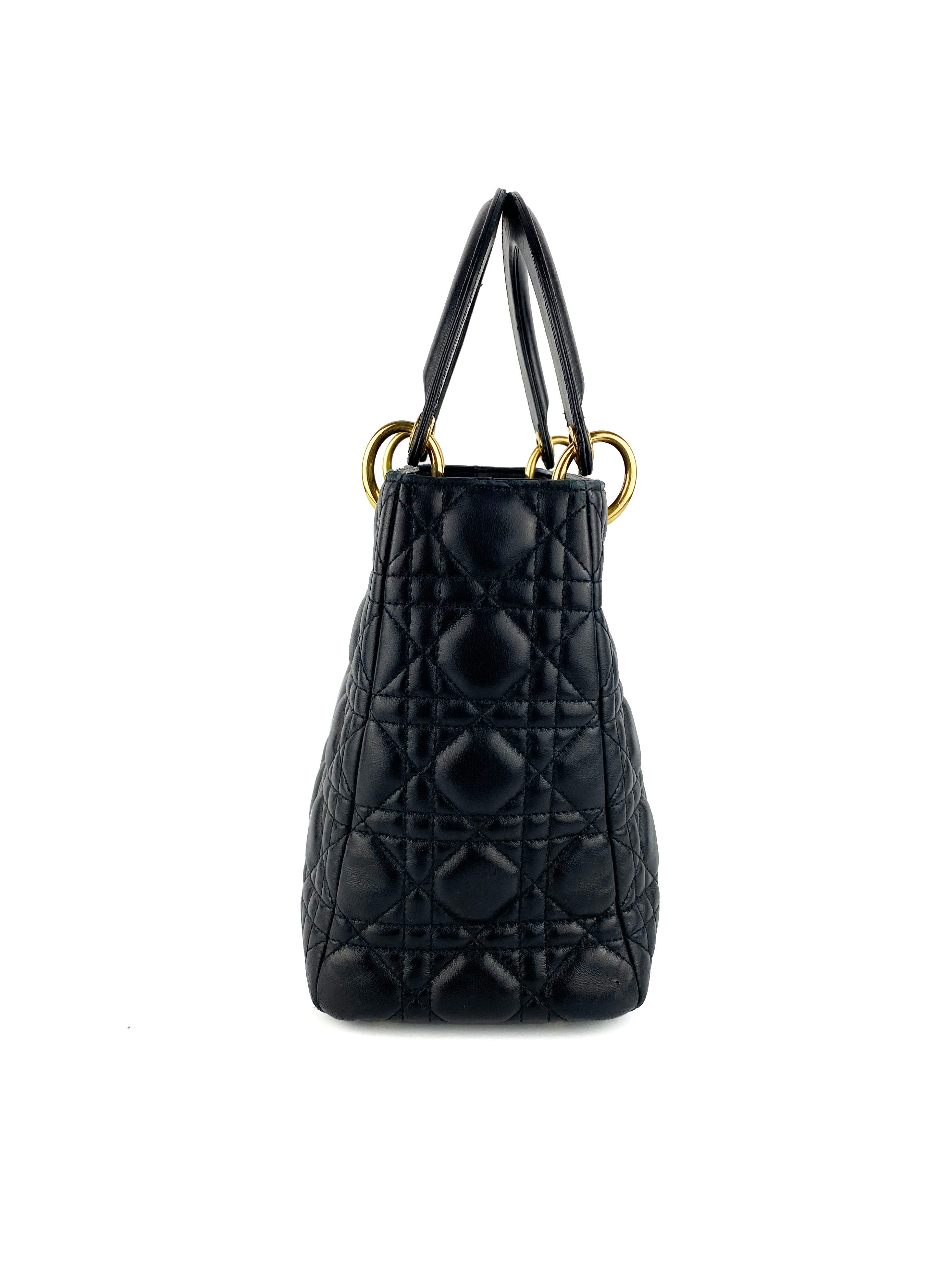 Dior Medium Lady Dior Handbag in Black | Luxury Leather Shoulder Bag for Women | Perfect for Work, Evening Events & Special Occasions