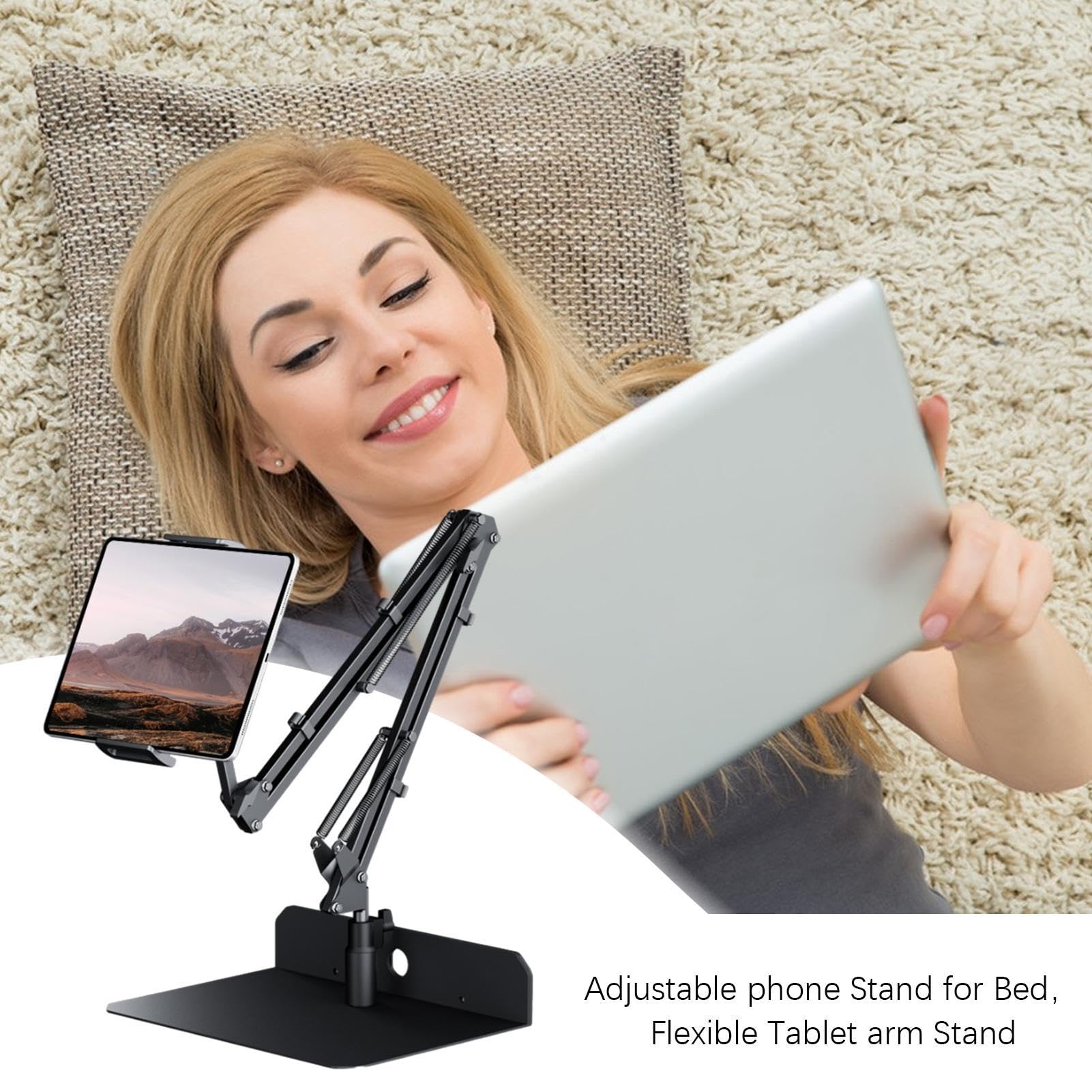Adjustable Phone Holder for Bed - 360° Swivel & Flexible Phone Mount Stand for iPhone, Samsung & Smartphones - Perfect for Reading, Watching Videos & Hands-Free Calling in Bed