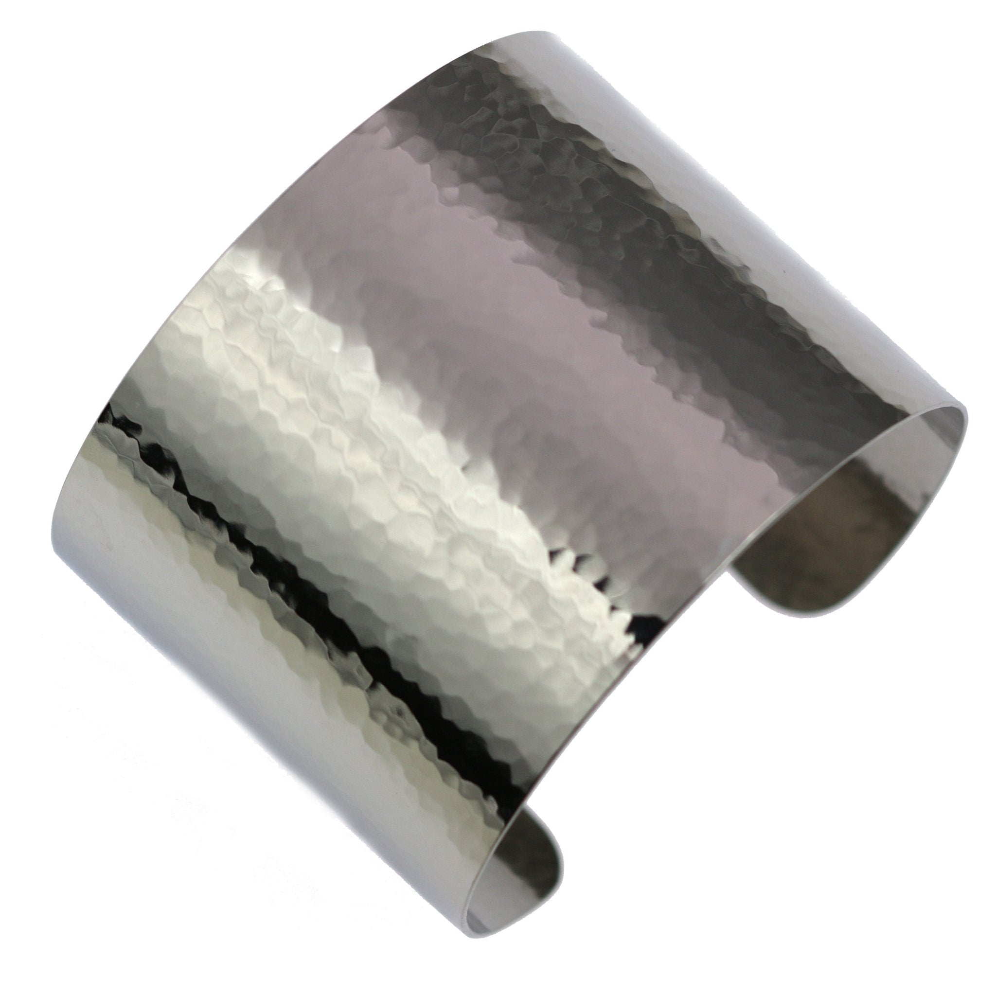 1 3/4 Inch Wide Hammered Stainless Steel Cuff Bracelet for Women - Durable & Hypoallergenic Jewelry Gift for Everyday Wear, Wedding, Party & Special Occasions