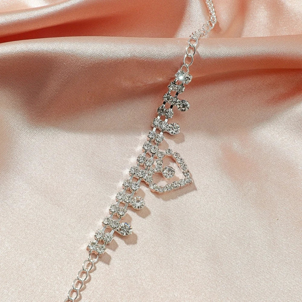 Sparkling Rhinestone Heart Pearl Anklet Chain Bracelet for Women - Elegant Adjustable Ankle Bracelet Jewelry Gift | Perfect for Weddings, Beach Parties & Summer Fashion (Style X2103)