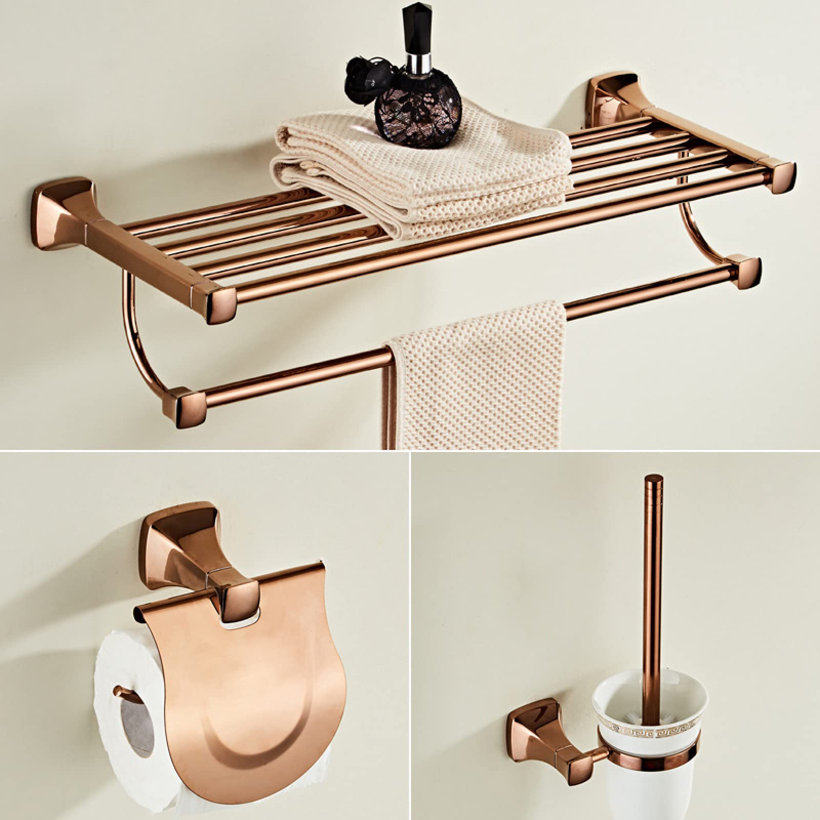 Stainless Steel European Towel Bar, Rose Gold Bathroom Towel Rack, Toilet Paper Holder, Hanging Bathroom Hardware Set - Perfect for Modern Bathroom Decor & Spa-Like Experience