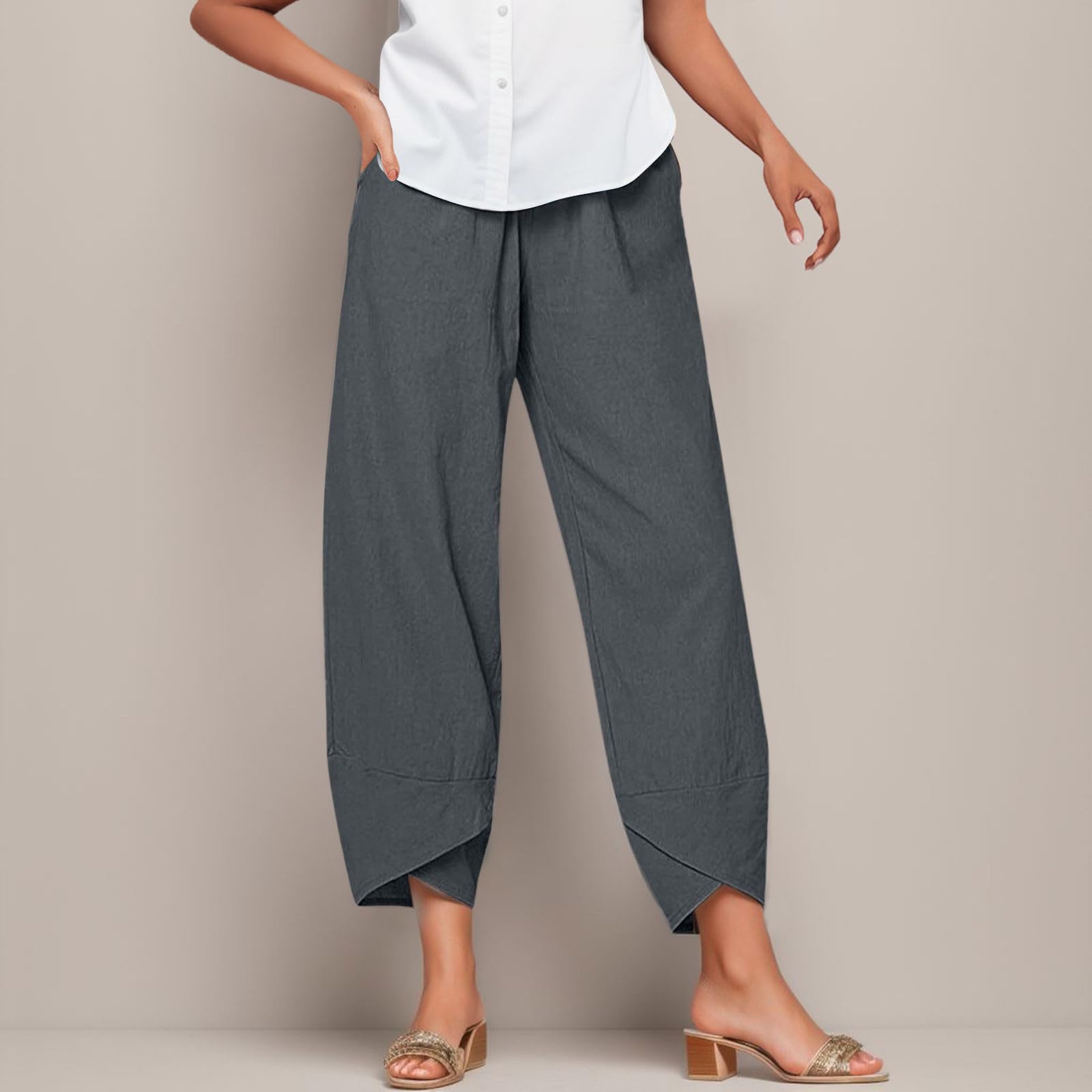 Women's Capri Pants - Flowy Palazzo Lounge Pants with Pockets | Wide Leg Cropped Sweatpants & Casual Baggy Trousers | Perfect for Yoga, Travel & Relaxing at Home
