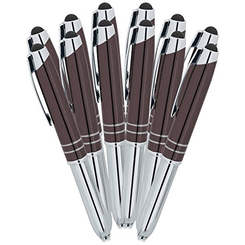 Custom Printed Pens Bulk 50 Pack - Personalized with Your Text or Logo - 3-in-1 LED Flashlight, Ballpoint Pen & Touchscreen Stylus - Perfect for Business Promotions, Corporate Gifts, Trade Shows & Events (Grey)