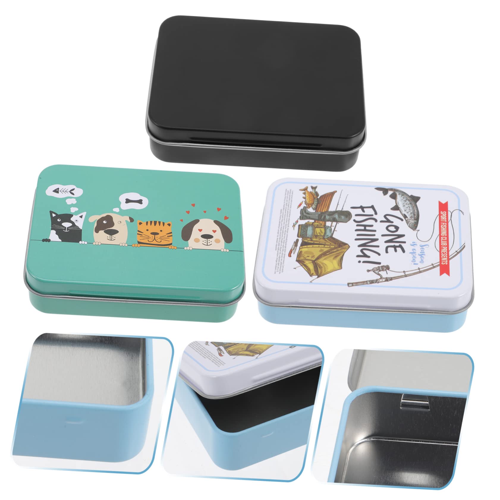 FOYTOKI 3-Pack Tin Storage Box with Lids - Card Organizer for Trading Cards, Collectibles & Board Games - Perfect for Home, Office & Gaming Accessories Storage