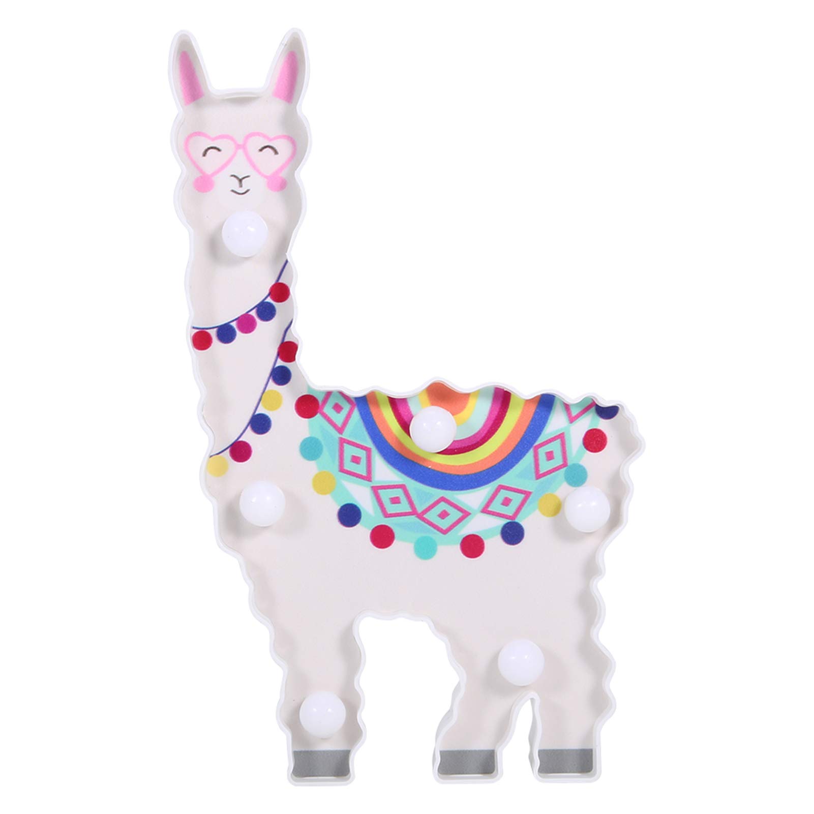 Mumisuto LED Night Light - 6 LED Cute Alpaca Animal Shape Night Lamp, Battery Operated Warm White Table Lamp for Bedroom, Nursery, Christmas Party Decor, Holiday Gift Idea