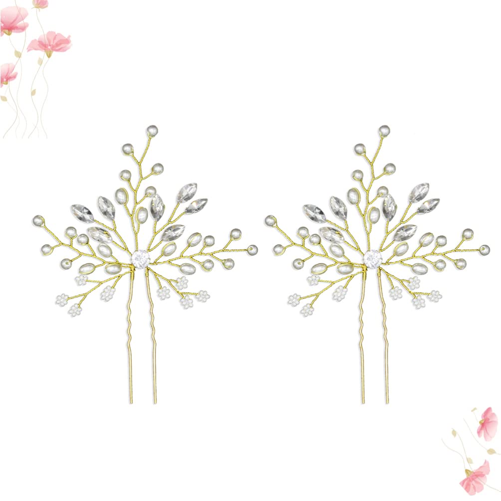 1 Pair Rhinestone Crystal Bridal Hairpins - Pearl Beaded Hair Accessories for Wedding Bride - Perfect for Bridal Bouquet, Updos & Special Occasions