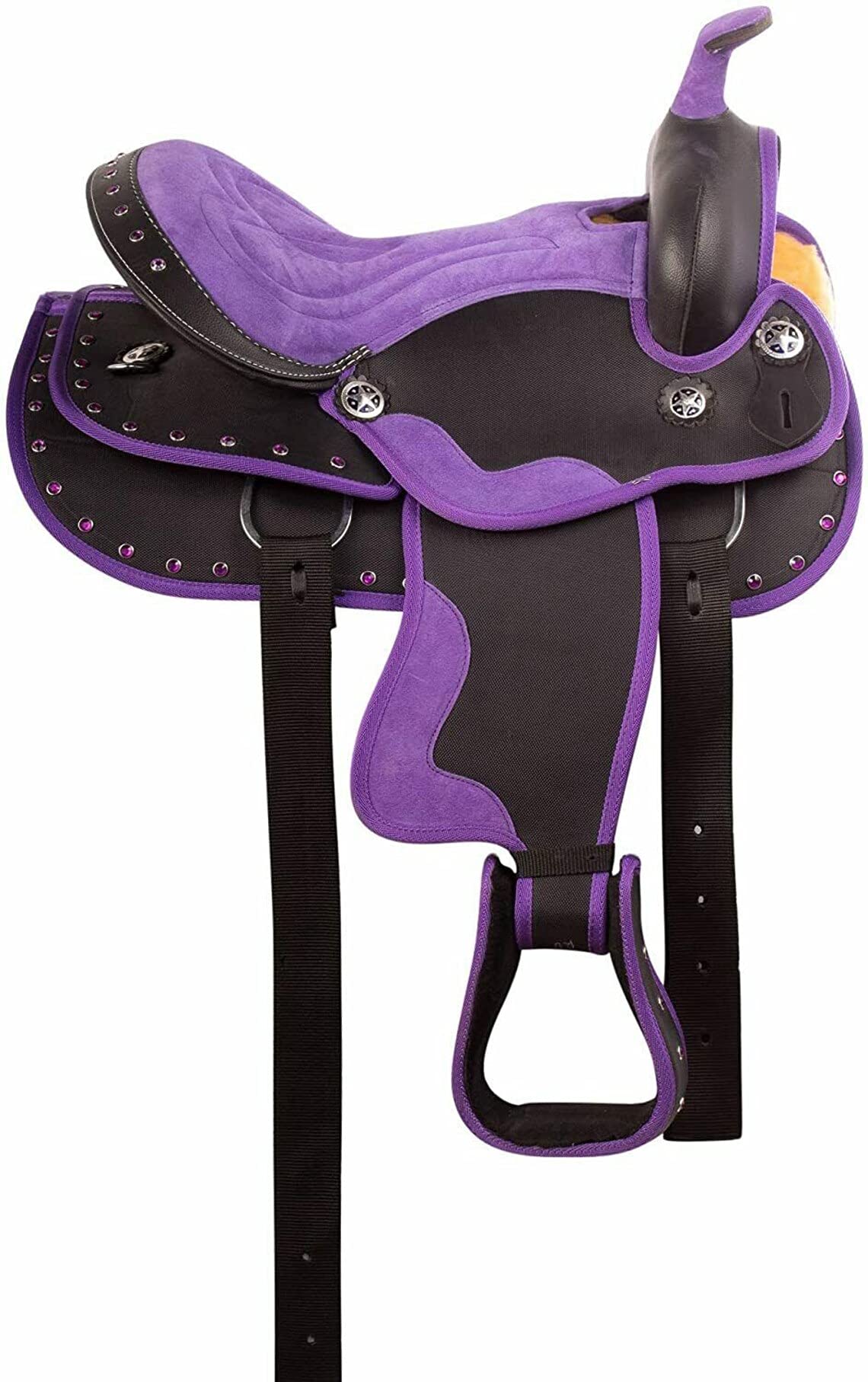 **Amish Western Barrel Racing Synthetic Equestrian Saddle – Durable Leather-Like Horse Saddle for Barrel Racing, Trail Riding & Rodeo Events**