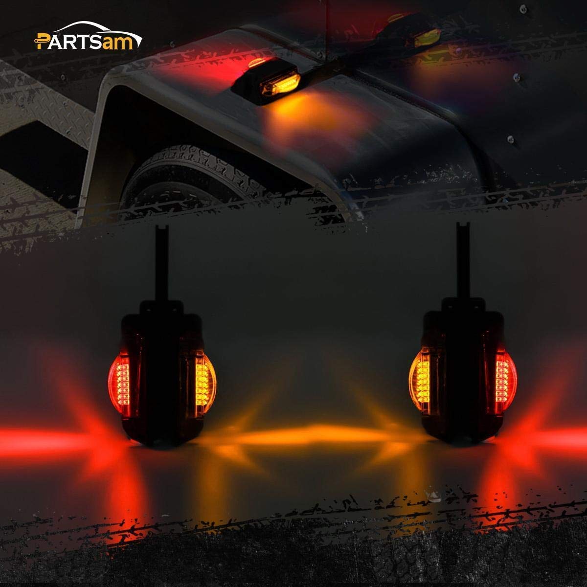 Partsam 14Pcs LED Camper Trailer Lights Kit - Double Bullseye LED Marker Lights & Slim Dual-Sided LED Fender Lights for Driver/Passenger Side | Waterproof RV, Boat, Truck Lighting for Night Safety & Visibility