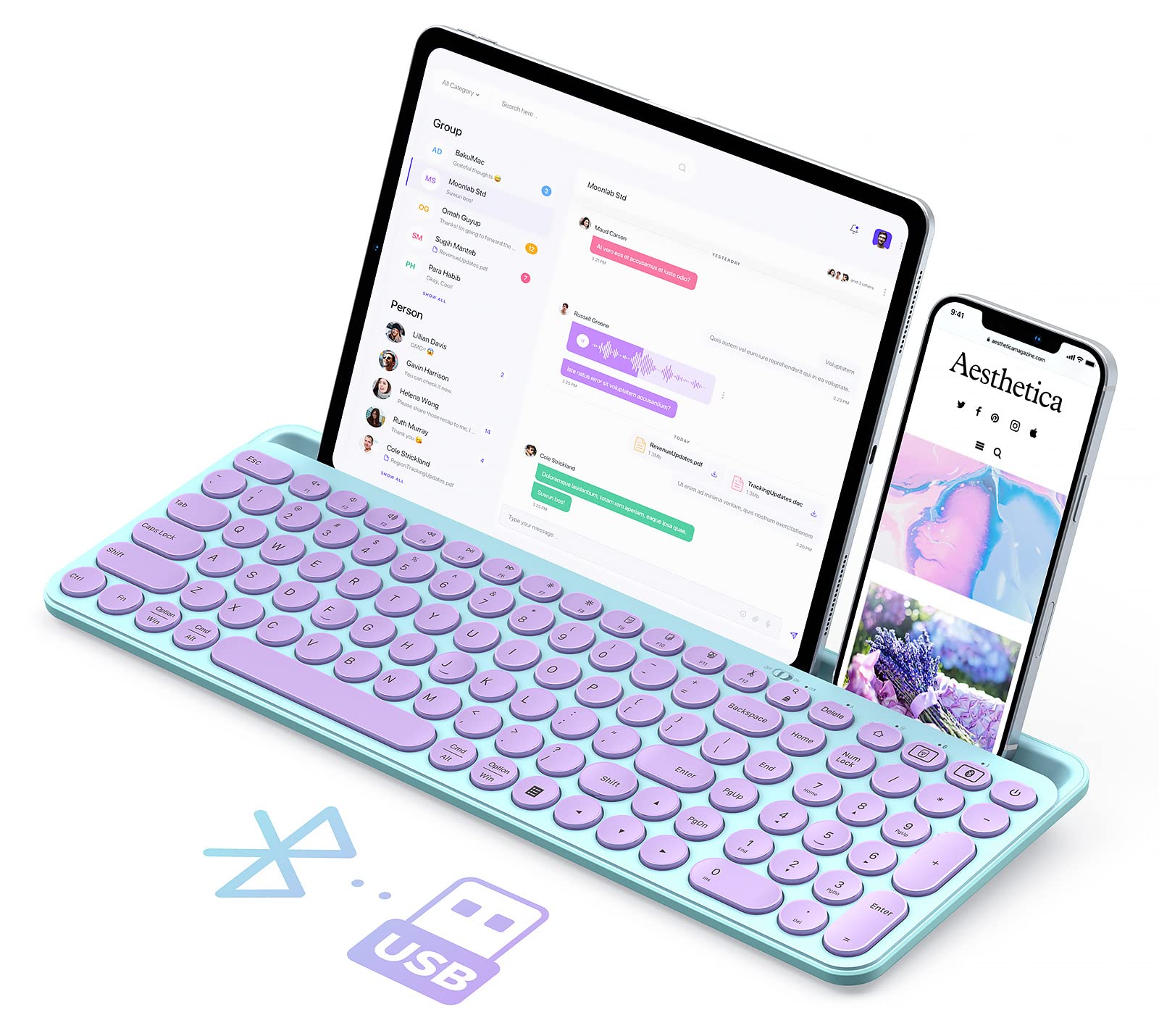Seenda Bluetooth Keyboard for iPad - 2.4G Wireless & Bluetooth Multi-Device Keyboard with Numeric Keypad, Tablet Stand Holder Compatible with iPad, Android Phone, MacBook, Windows PC (Barbie Purple) - Perfect for Home Office, Travel & Remote Work