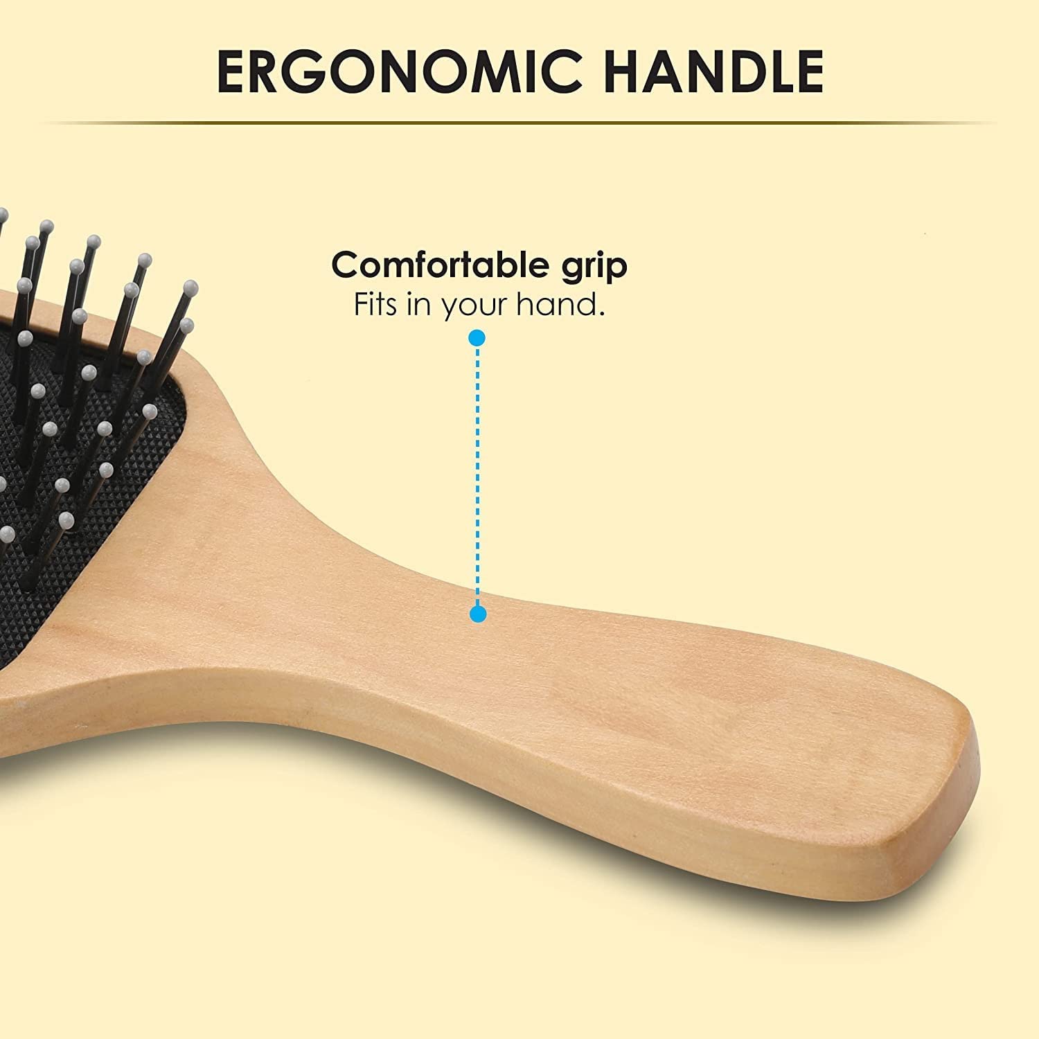 MYN Professionals Wooden Detangling Hair Brush - Natural Paddle Hairbrush for Women, Men & Kids - Stimulates Scalp, Promotes Hair Growth & Adds Shine - Perfect for Daily Hair Care, Detangling Wet/Dry Hair & Scalp Massage