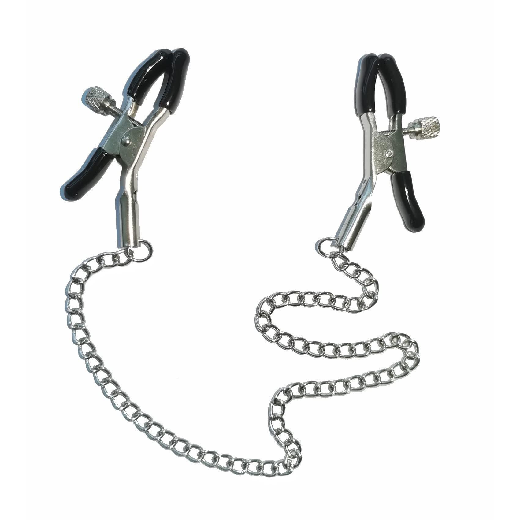 Adjustable Pressure Nipple Clamps with Chain - Silver Metal Nipple Clips for Women & Couples - BDSM Toy for Sensual Play & Intimate Scenes