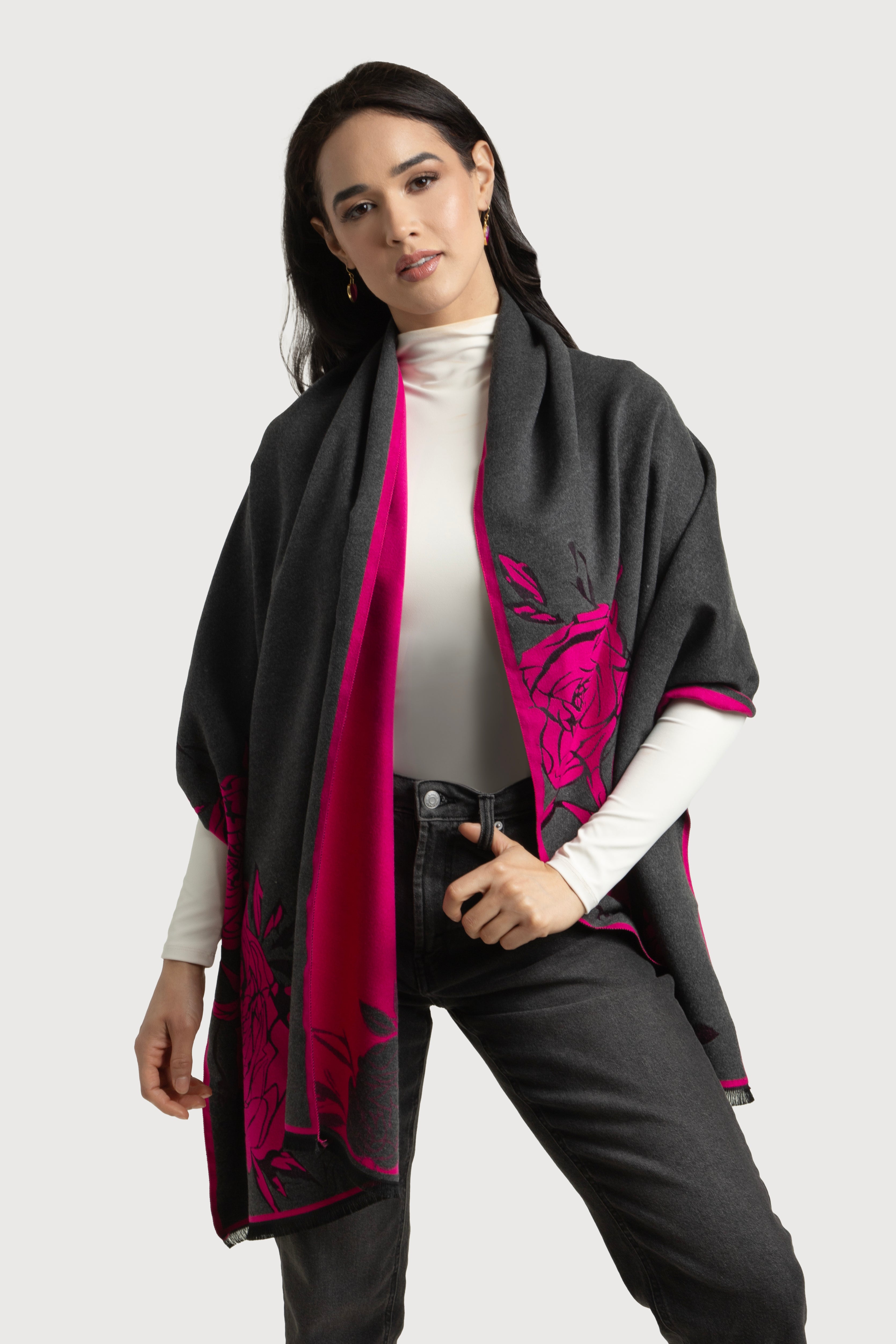 Stylish Bold Floral Reversible Scarf for Women - Lightweight Fashion Accessory for Spring, Fall & Winter - Perfect for Office, Travel & Special Occasions