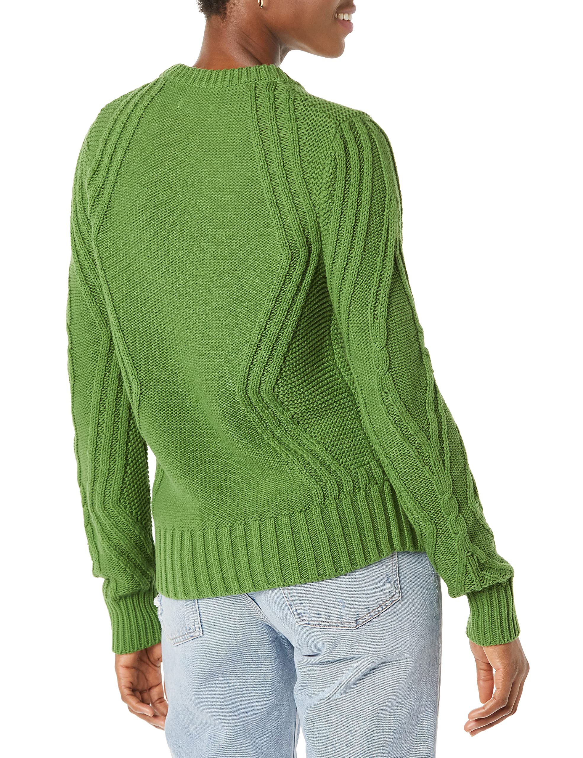 Amazon Essentials Women's 100% Cotton Crewneck Cable Knit Sweater - Cozy Winter Pullover for Casual Outfits & Office Wear