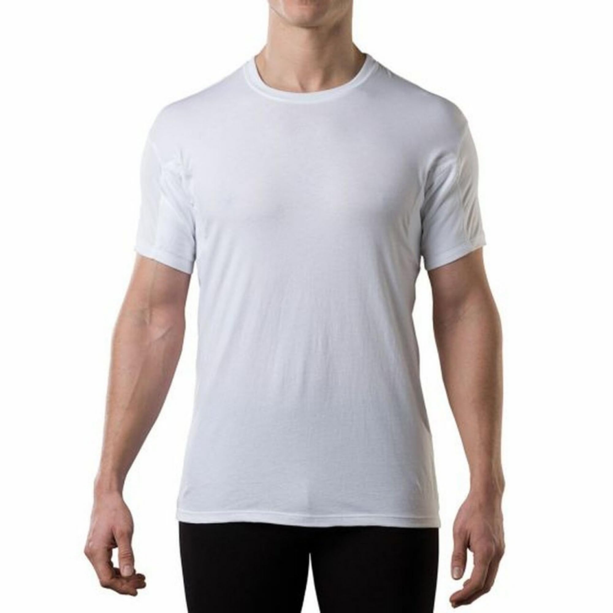 Men's Sweatproof Undershirt - 100% Cotton Crew Neck T-Shirt | Original Fit with Built-in Sweat Pads | Perfect for Workouts, Sports & Everyday Comfort
