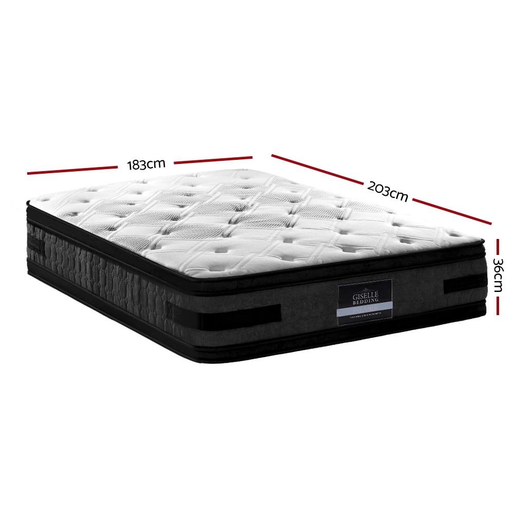 King Premium Altona Bed Grey Euro Top Mattress - Medium Firm with Bamboo Topper | Luna Series | Perfect for Back Pain Relief & Pressure Relief | Ideal for Side, Back & Stomach Sleepers