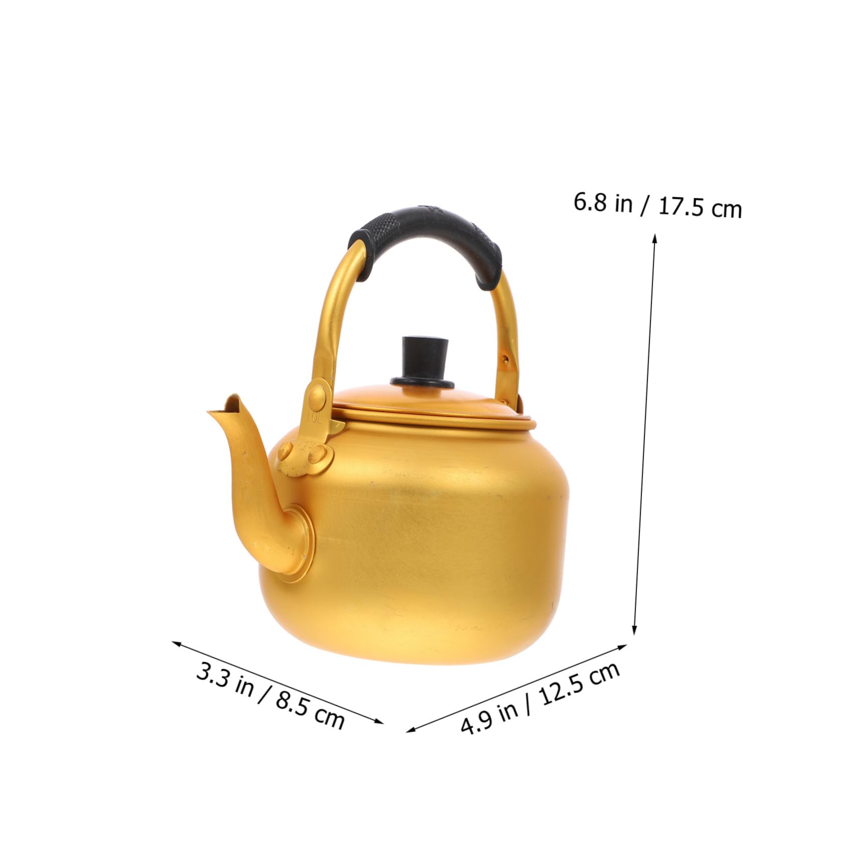 DOITOOL 1pc Yellow Aluminum Tea Kettle - Stovetop Coffee Carafe, Wine Pouring Pot, Chinese Style Infuser Teapot with Travel Insulation for Gas Stove & Camping Use