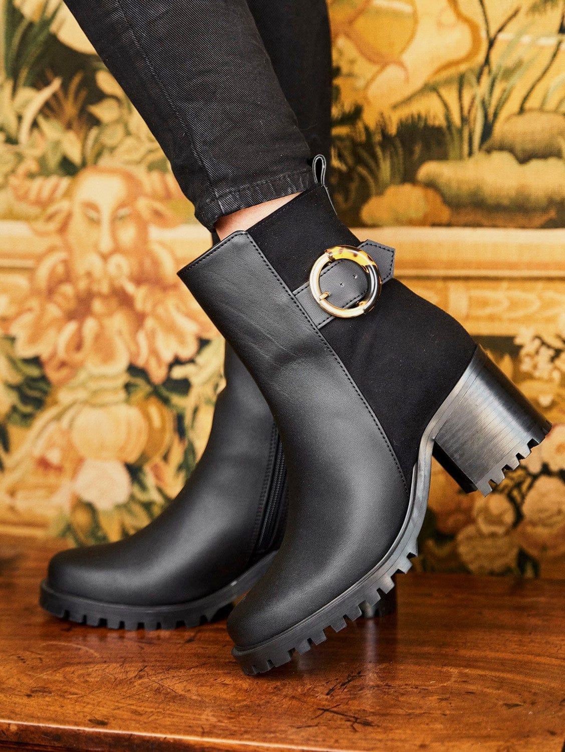 Hercules Vegan Leather Heeled Boots for Women - Eco-Friendly Recycled Material, Comfortable Black Ankle Boots for Fall & Winter Fashion, Office Wear & Night Out