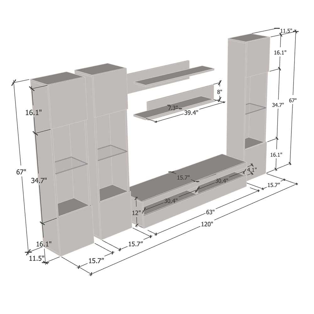 Modern White Wall-Mounted TV Stand with Storage Shelves & LED Lights - Floating Entertainment Center Console for Bedroom & Living Room - Perfect for Small Spaces & Home Theater Setup - Meble Furniture Fly CD3 35TV Stand