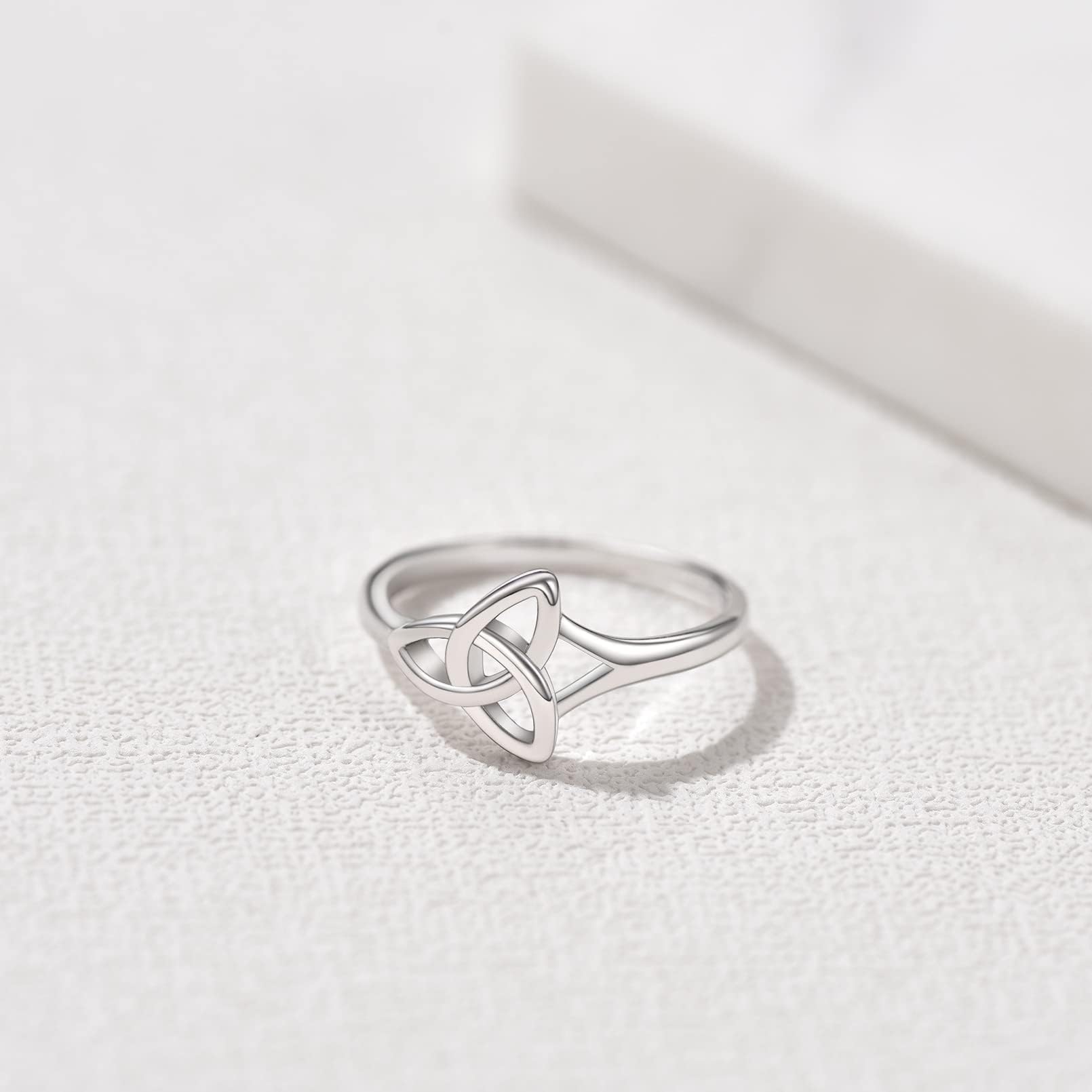FaithHeart 925 Sterling Silver Triquetra Celtic Knot Ring for Women - Irish Wedding Band, Dainty Engagement Stacking Ring - High Polish Non-Tarnish Jewelry - Perfect for Birthday, Anniversary & Everyday Wear - Gift Box Included