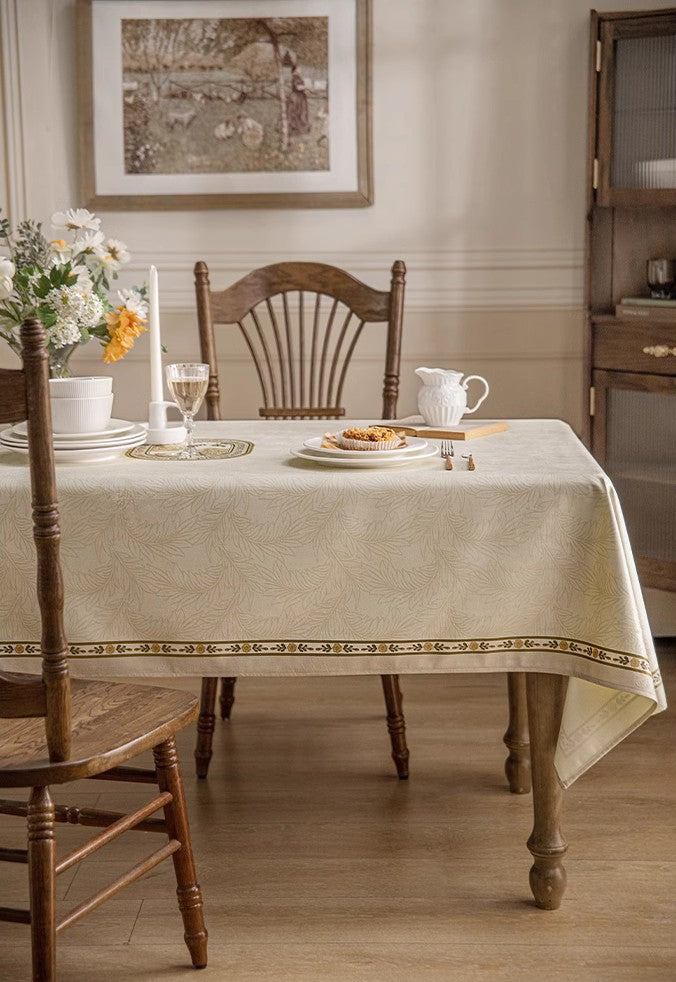 Elegant Cream French Style Tablecloth - Modern Rectangle Dining Table Cover for Oval & Rectangle Tables - Perfect for Dinner Parties, Weddings & Home Decor