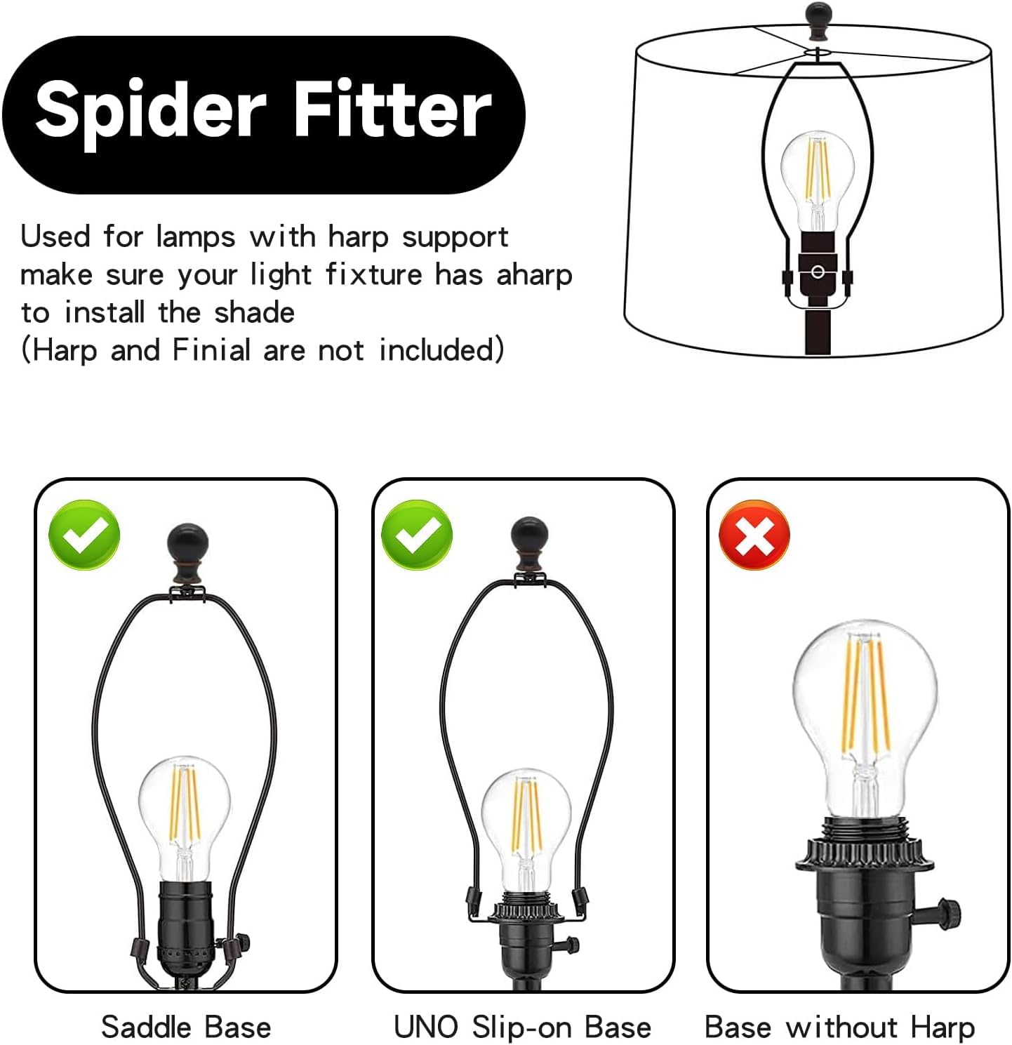 2-Pack 13x13x10 Inch Drum Lamp Shades - Easy Assembly Spider Fitter Linen White Lampshades for Table, Bedside & Floor Lamps - Perfect for Living Room, Bedroom & Office Lighting Decor