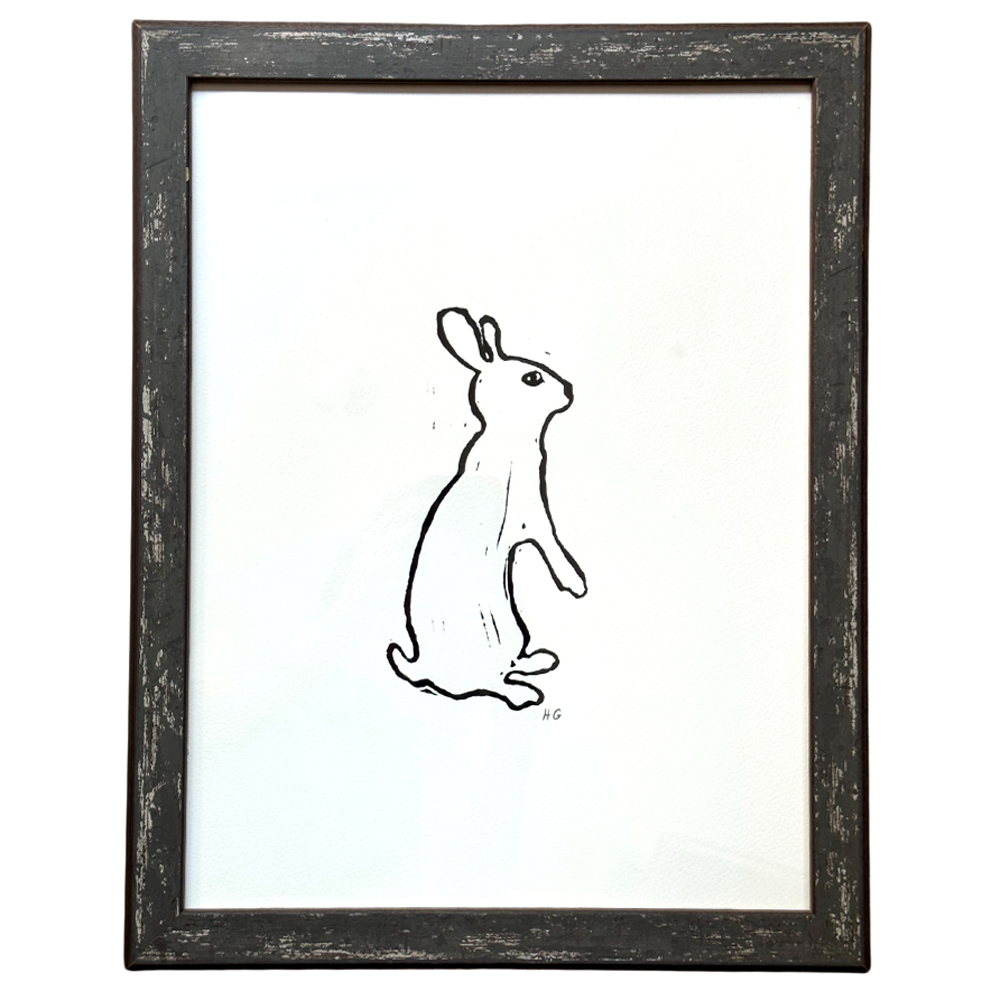 Hand-Painted Bunny 2 Custom Grey Picture Frame - Perfect for Nursery Decor, Kids' Room, Easter Gifts & Home Wall Art