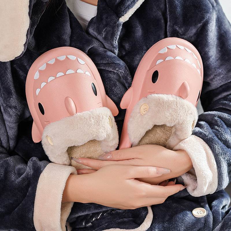 Kawaii Comfy Indoor Shark Slippers for Women & Men - Soft Plush House Shoes with Non-Slip Sole - Perfect for Home, Lounge, Dorm & Gift Giving