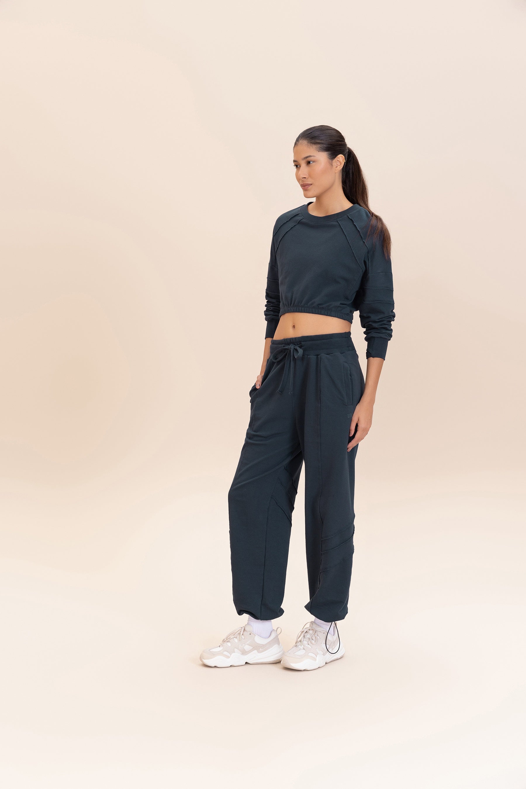 Cropped Cut Jog Sweatshirt for Women - Soft Comfortable Oversized Pullover Hoodie for Casual Wear, Gym, and Lounge