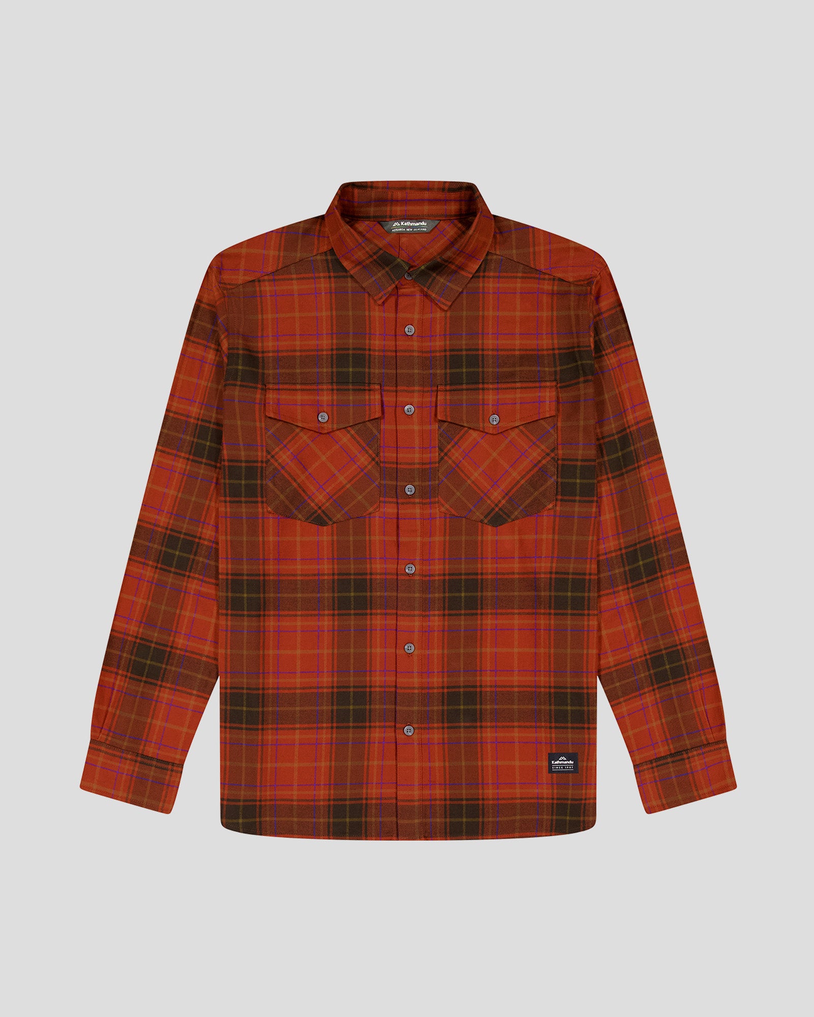 Men's Carrillon HF Long Sleeve Shirt - Hillside Plaid Redwood Flannel Shirt for Casual Wear & Outdoor Activities