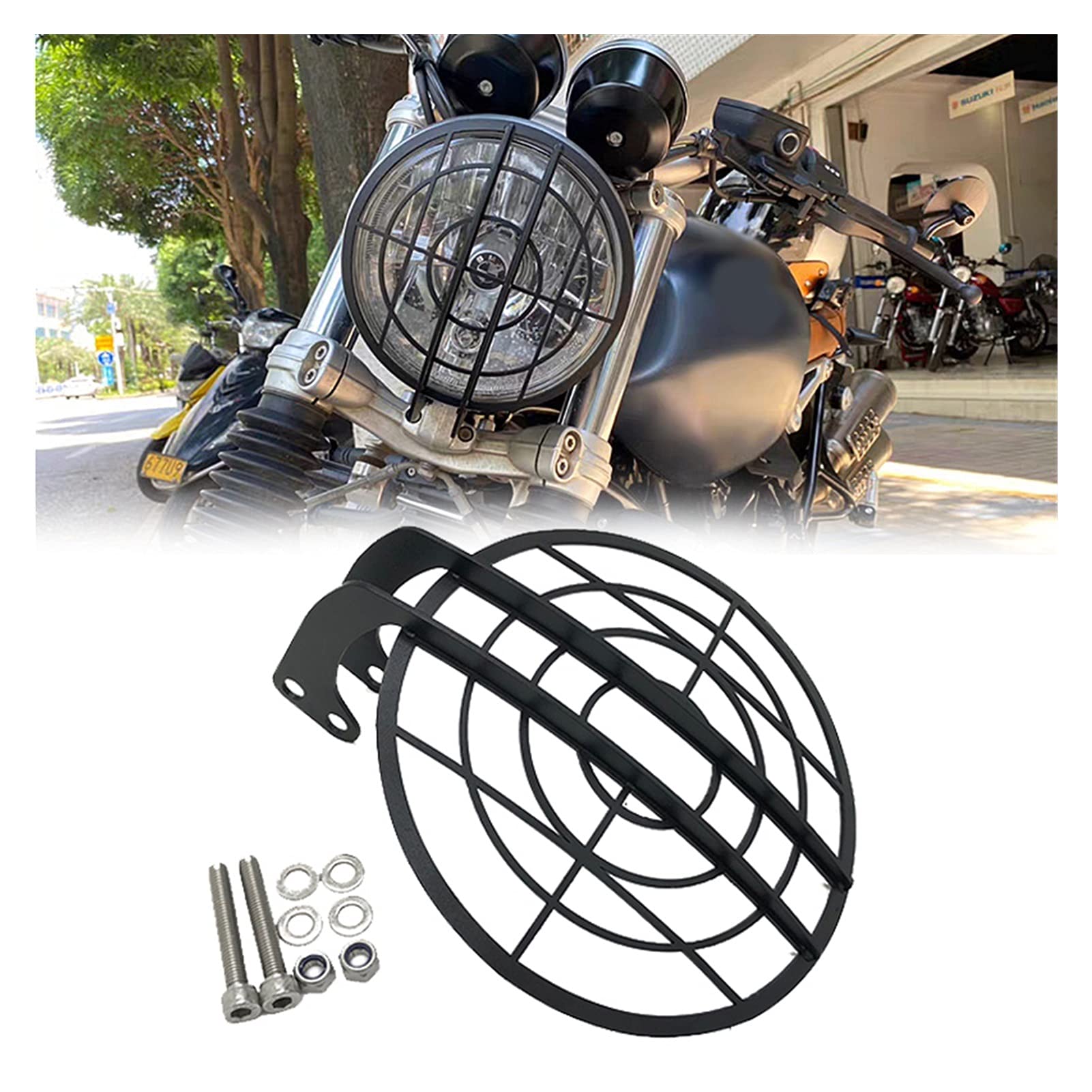 BMW R Nine T Headlight Guard Grille Cover for 2014-2020 Models - Motorcycle Headlight Protector for R9T, NINET, Racer, Pure & Urban Scrambler - Durable Mesh Design for Off-Road & Night Riding Protection