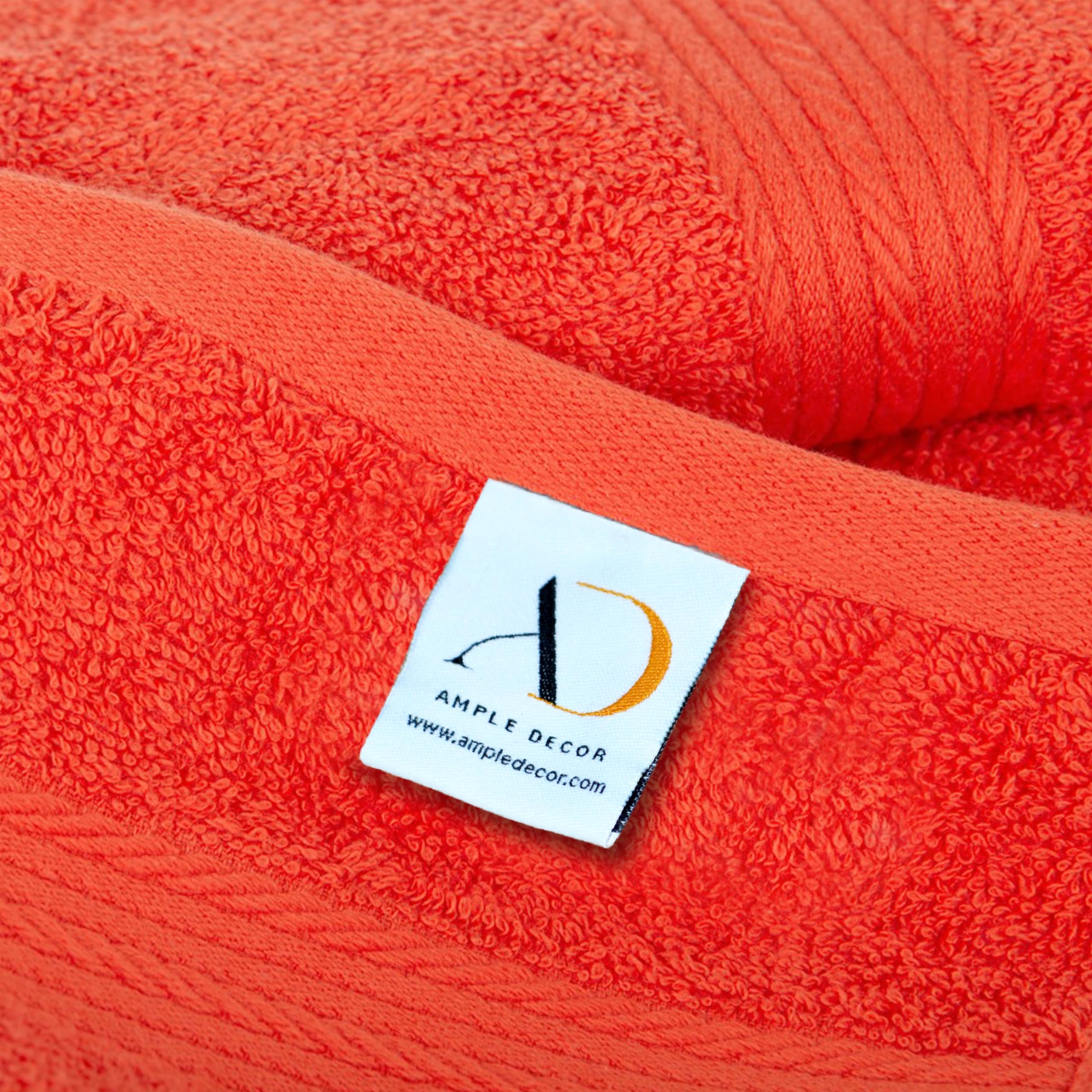 Ample Decor 30x54 Inch 600 GSM 100% Cotton Bath Towels Set of 4 - Soft & Absorbent Luxury Bathroom Towels for Spa, Pool, and Beach Use - Orange