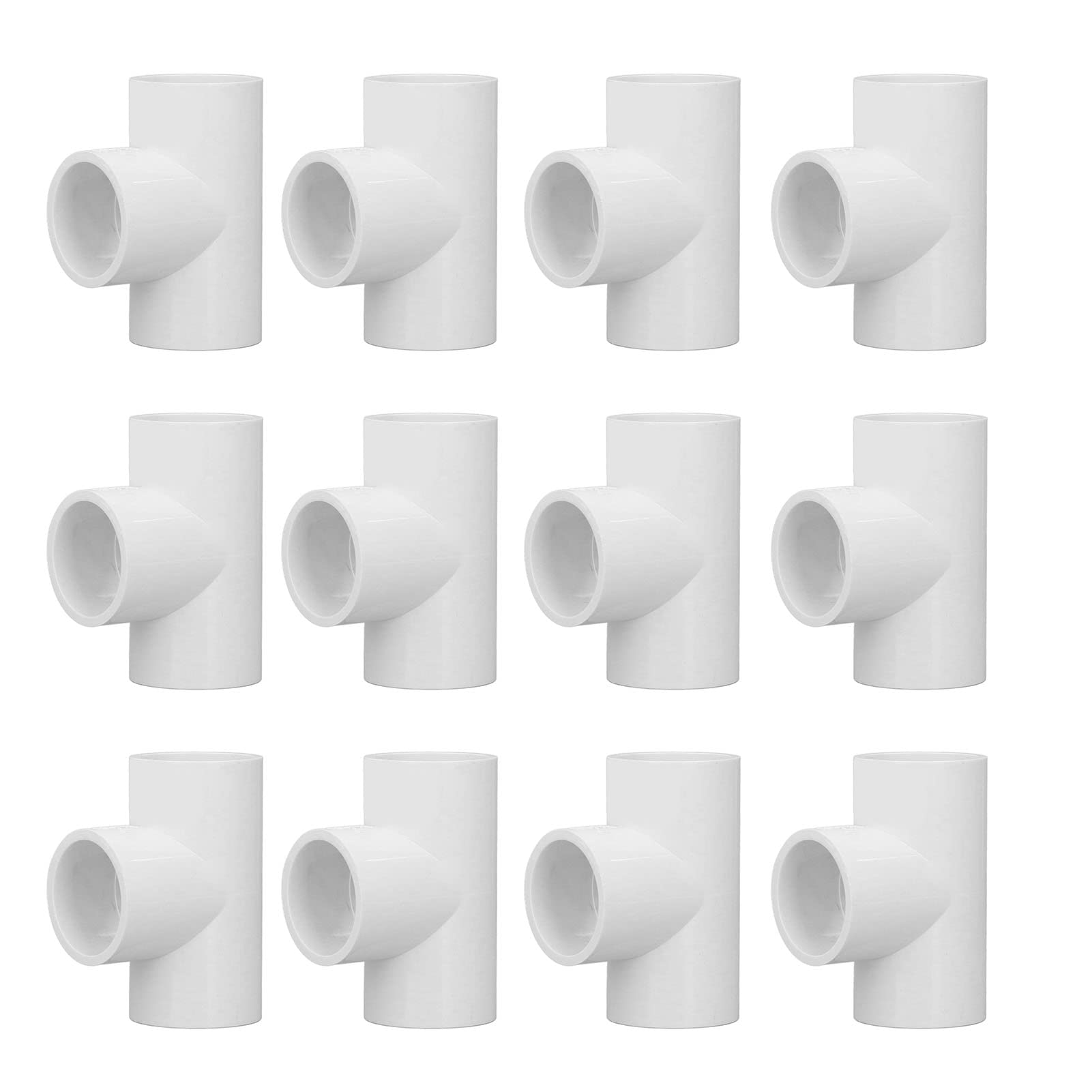 12Pcs PVC Tee Pipe Fittings 32mm - 3-Way Equal Diameter Joints for Water Supply & Home Plumbing