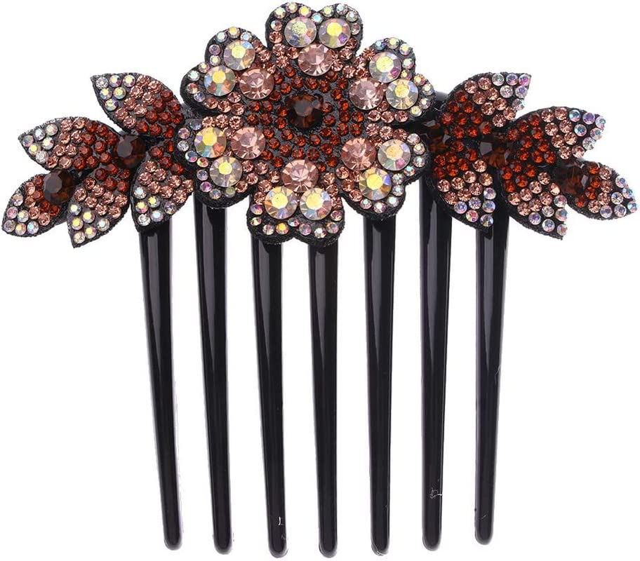 Belicia Rhinestone Flower Hair Comb - Elegant Bridal Hair Clip for Women, Wedding Headdress Accessory (Multicolor) | Perfect for Brides, Prom, Parties & Special Occasions