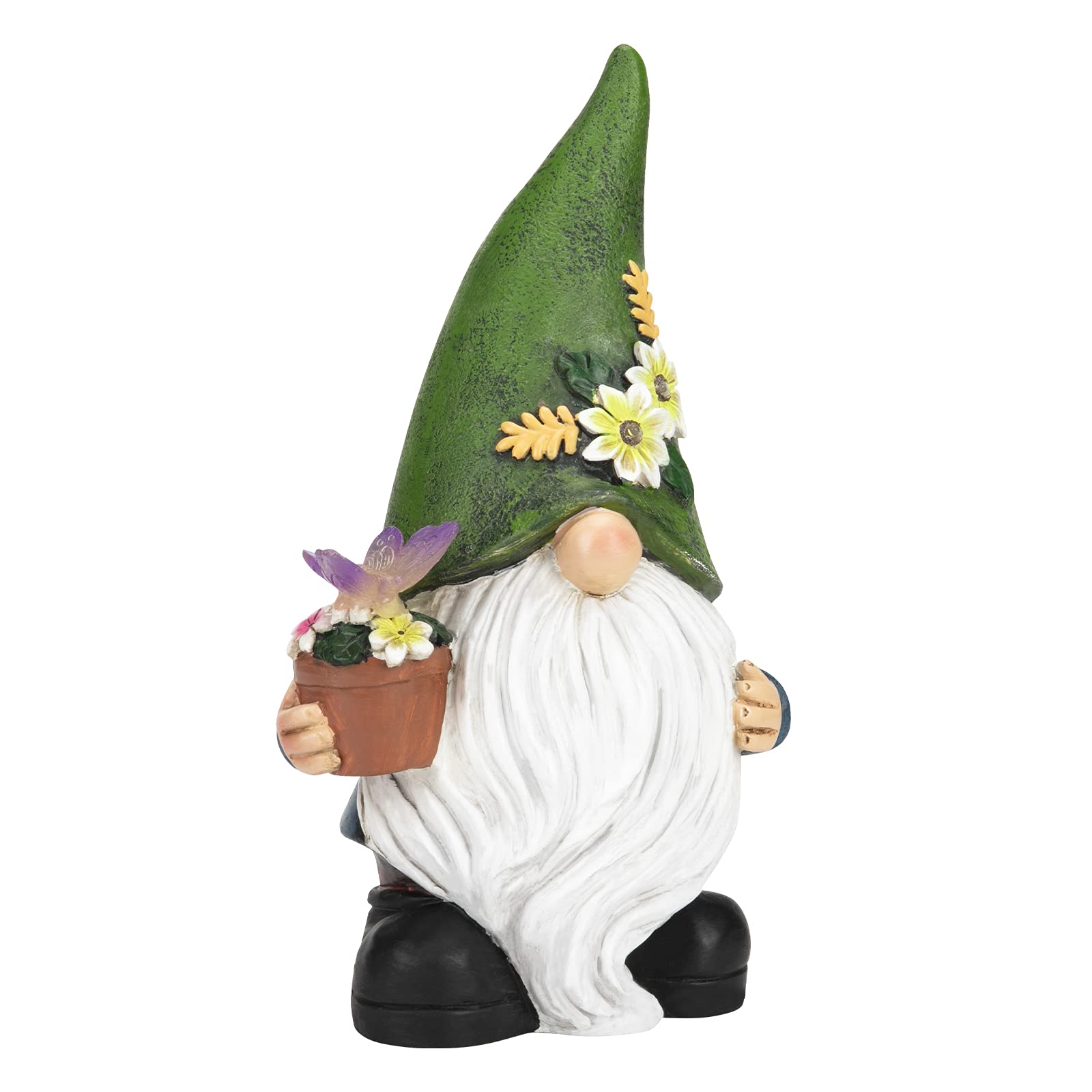 Solar-Powered Large Garden Gnome Statue - 10.4 Inch Outdoor Decor with LED Lights for Patio, Lawn & Yard | Weather-Resistant Lawn Ornament & Sculpture for Garden Art (Green) | Perfect for Backyard Decor, Pathway Accents & Nighttime Illumination