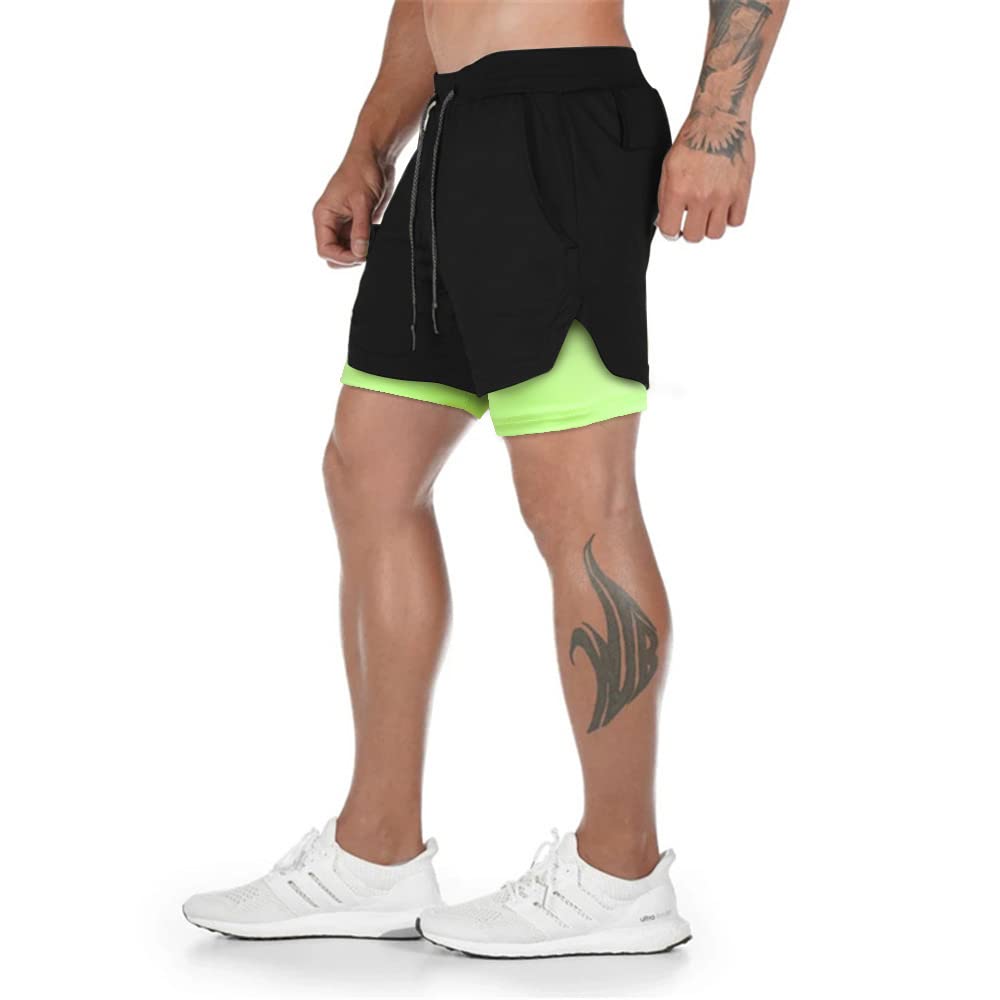 Surenow Men's Running Shorts - 2-in-1 Workout Shorts with Liner for Gym, Yoga & Outdoor Sports | 7-Inch Breathable Athletic Shorts for Running, Training & Active Lifestyle