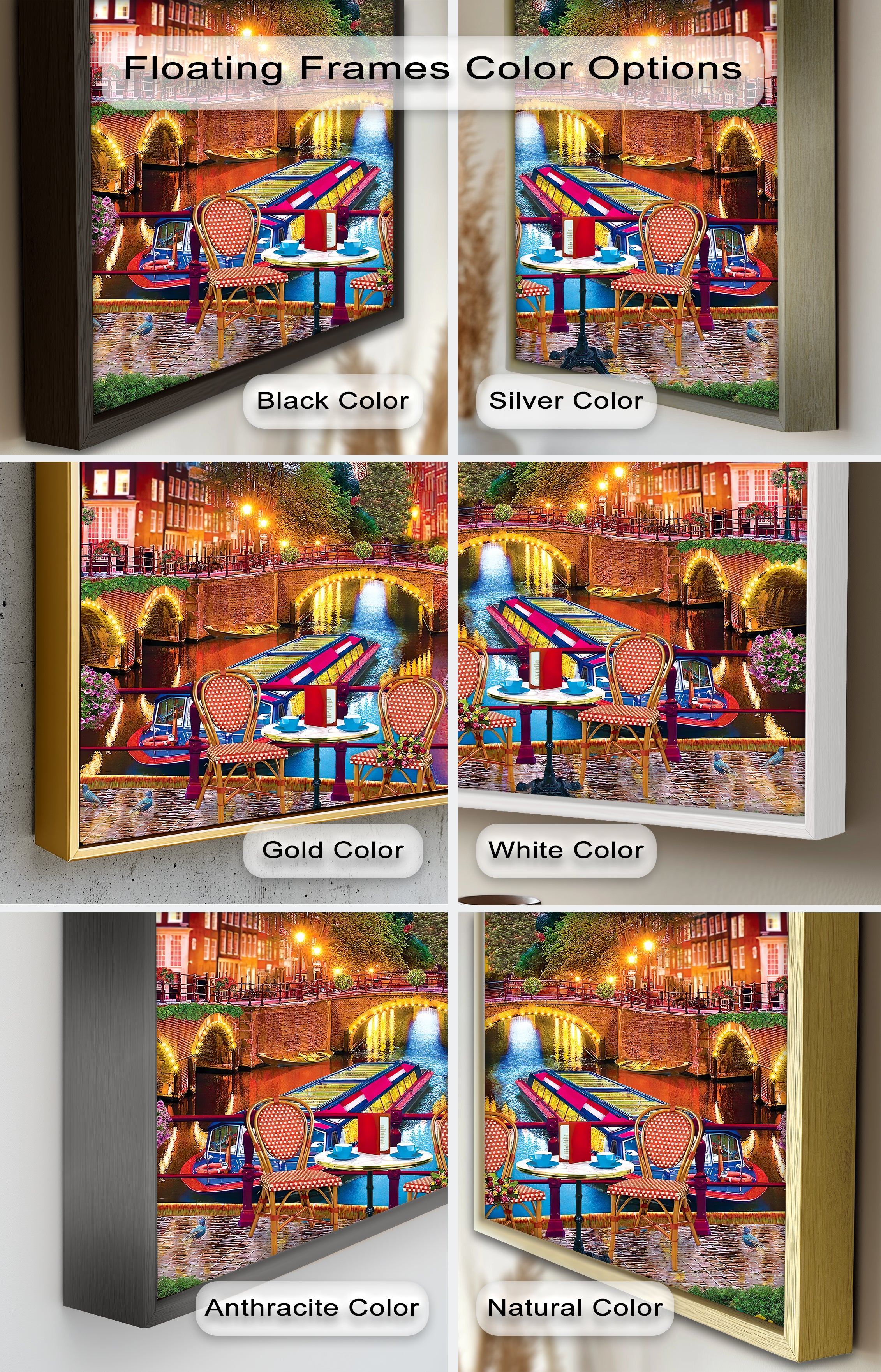 Stunning Amsterdam Sunset Oil Painting - Vibrant Cityscape Wall Art for Living Room & Office Decor