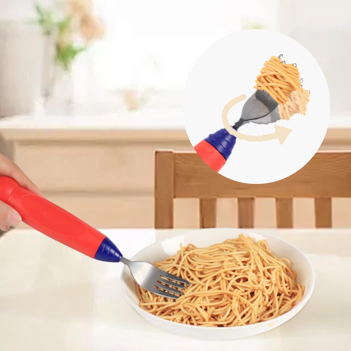 Automatic Electric Twirling Fork for Spaghetti - Self-Spinning Pasta Fork for Kids & Adults - Fun Kitchen Gadget for Easy Noodle Eating - Perfect Birthday Gift & Unique Present (Red) - Ideal for Family Dinners, Kids' Parties & Italian Cuisine Lovers