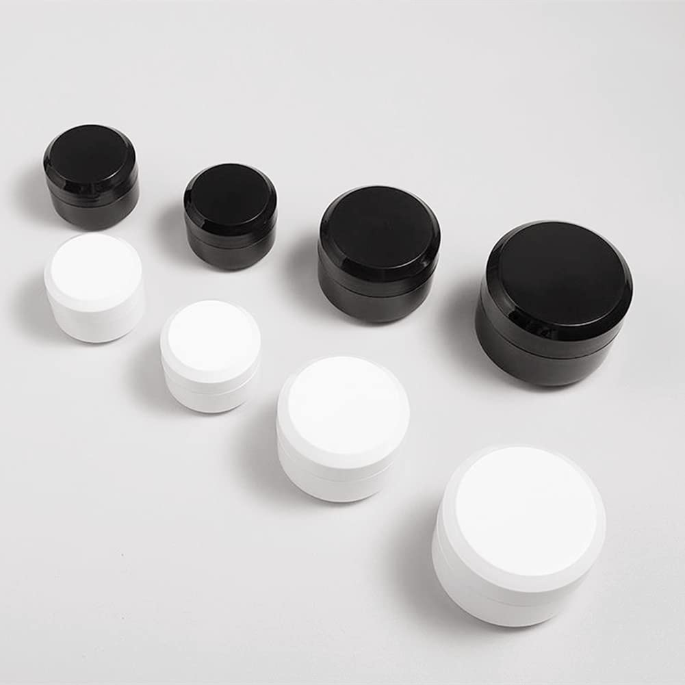 4-Piece Black Plastic Round Travel Containers with Lids - Leak-Proof Cosmetic Jars for Eye Cream, Face Moisturizer & Hand Lotion (4 Sizes) | Perfect for Airplane Toiletries & Mini Skincare Organization