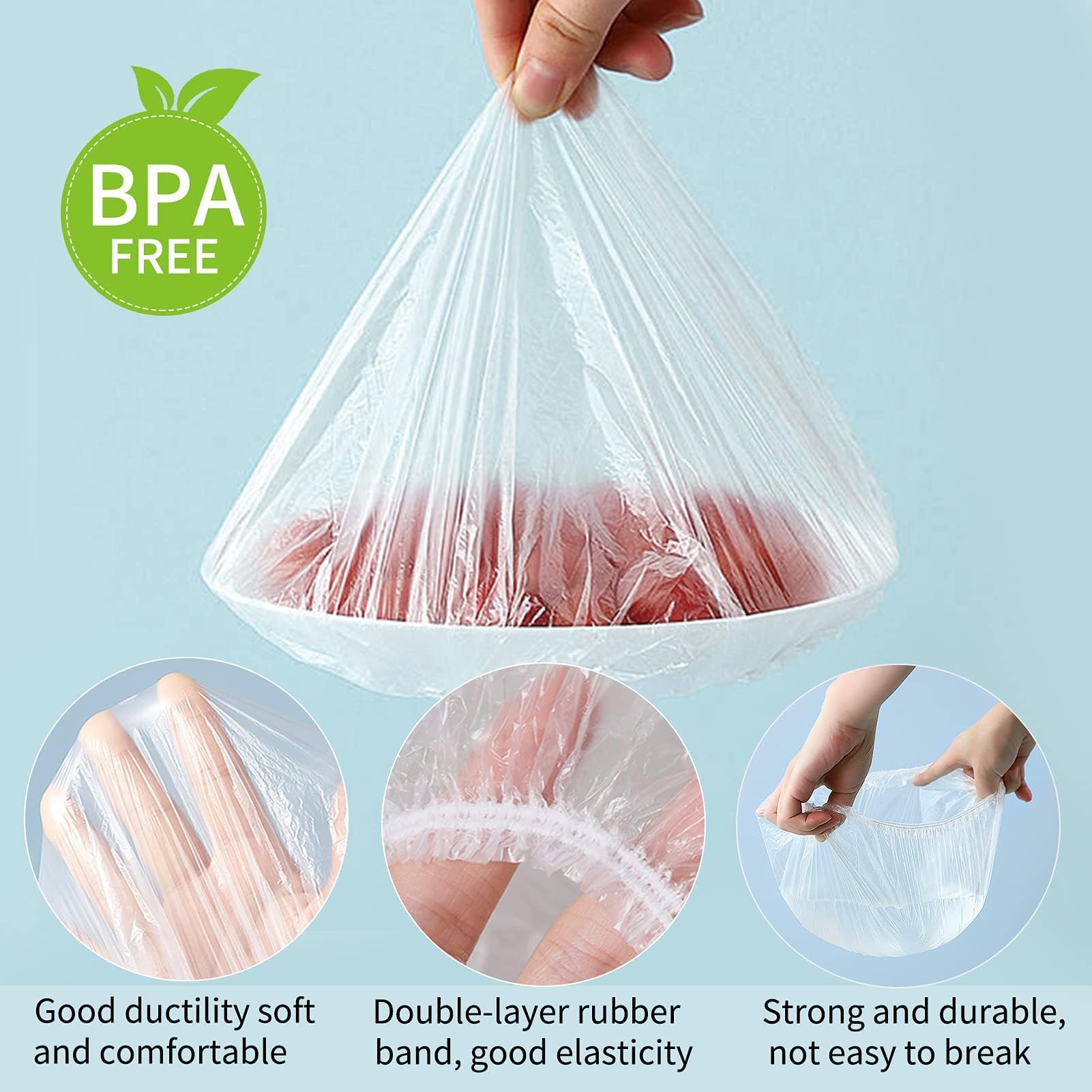 **KitchenFest® 100-Pack Disposable Shower Caps - Waterproof, Oil-Proof, Elastic Hair Cover for Spa, Salon, Hotel, Kitchen & Home Use - Perfect for Hair Dye, Bathing & Showering**
