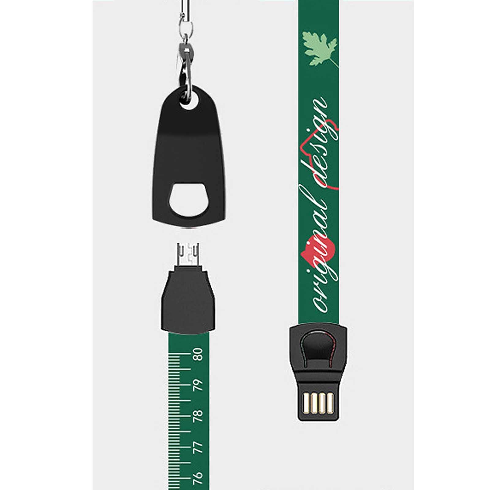 MNSFA 3-in-1 Multi-Function Lanyard Charging Cable - Fast Charging Data Cable with Ruler for iPhone Android Type-C Devices (Green, Android) | Perfect for Travel, Work & Daily Use