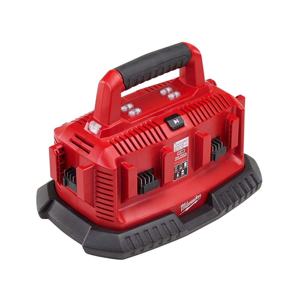 Milwaukee M18 Six Pack Sequential Charger 48-59-1806 - Fast Charging for M18 Lithium-Ion Batteries - Perfect for Power Tools, Job Sites & Professional Use