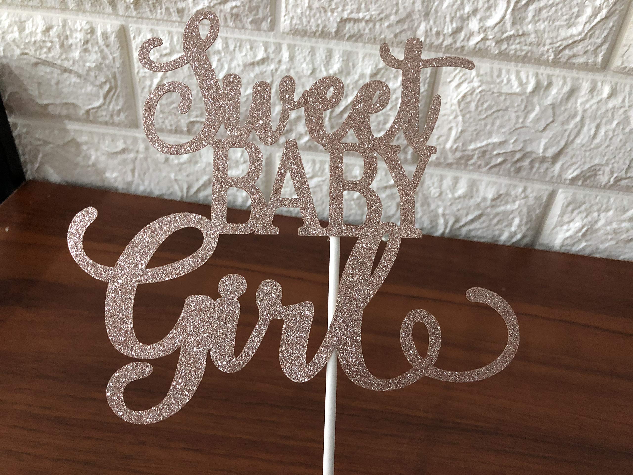 Rose Gold Glitter Baby Girl Cake Topper - Sweet 