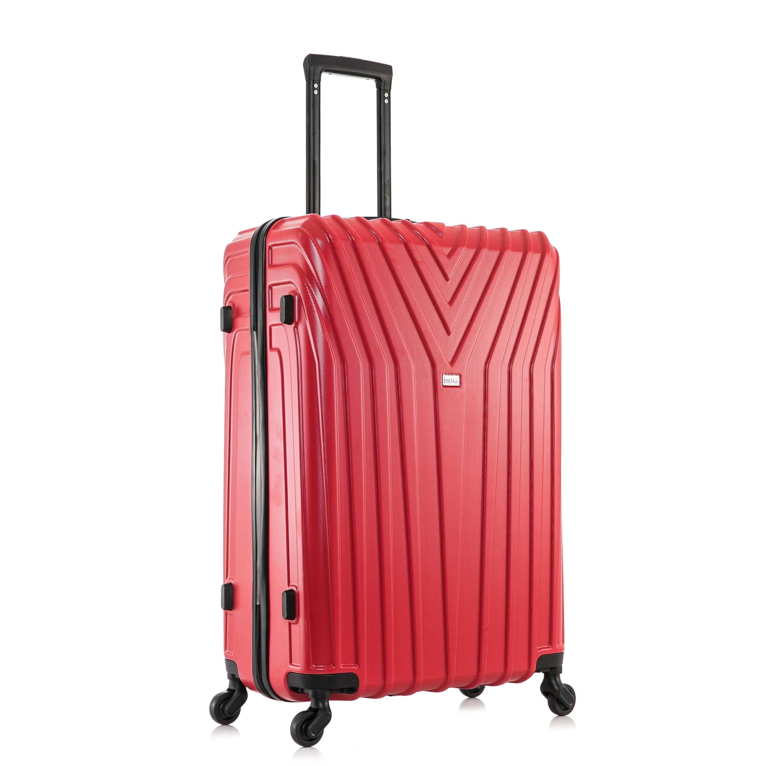 InUSA VASTY 24-Inch Hardside Spinner Luggage - Lightweight Durable Suitcase with Trolley Handle for Air Travel, Medium Checked Bag (Red) - Perfect for Business Trips, Family Vacations & International Travel