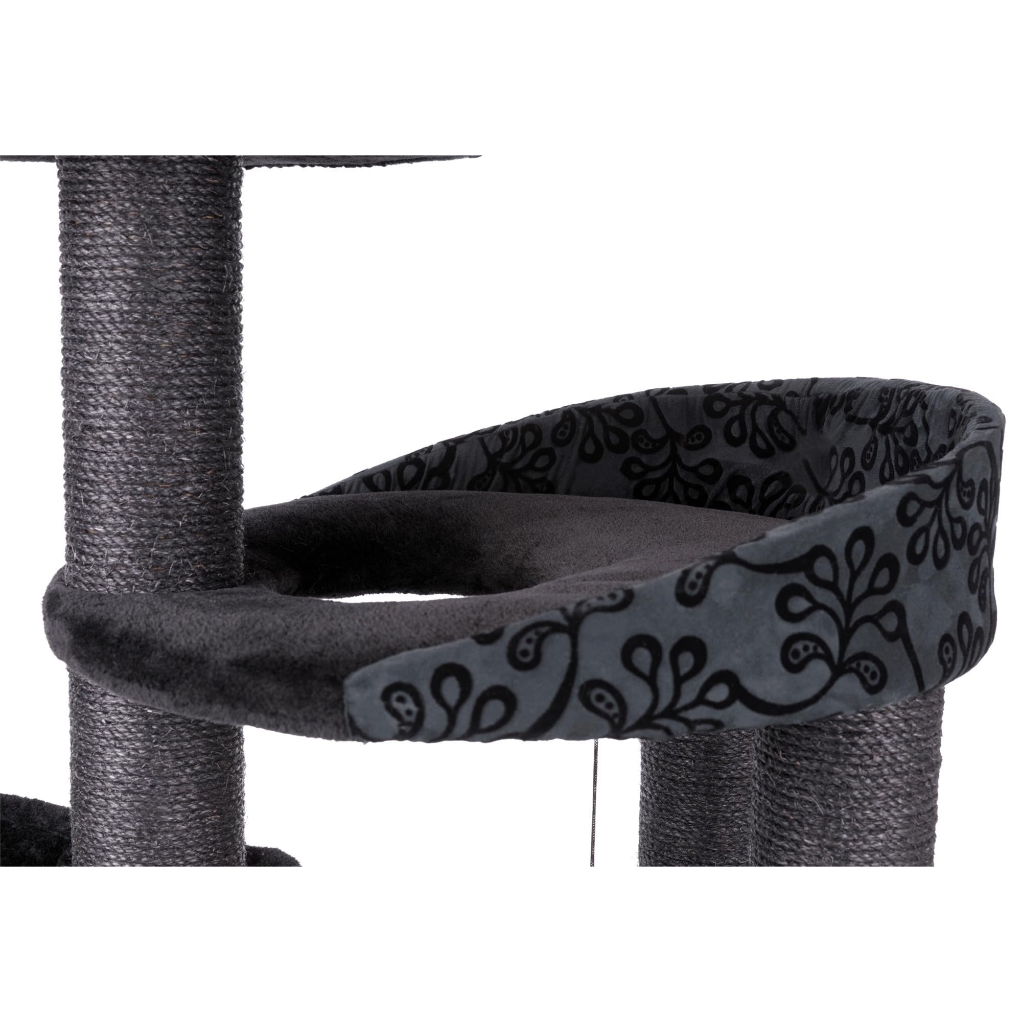 Premium 50-inch TRIXIE Filippo Cat Tower with Sisal Scratching Posts, Multi-Level Cat Tree with Hammock, Plush Bed & Dangling Toys for Indoor Cats - Perfect for Play, Rest & Climbing in Home or Office (Black)