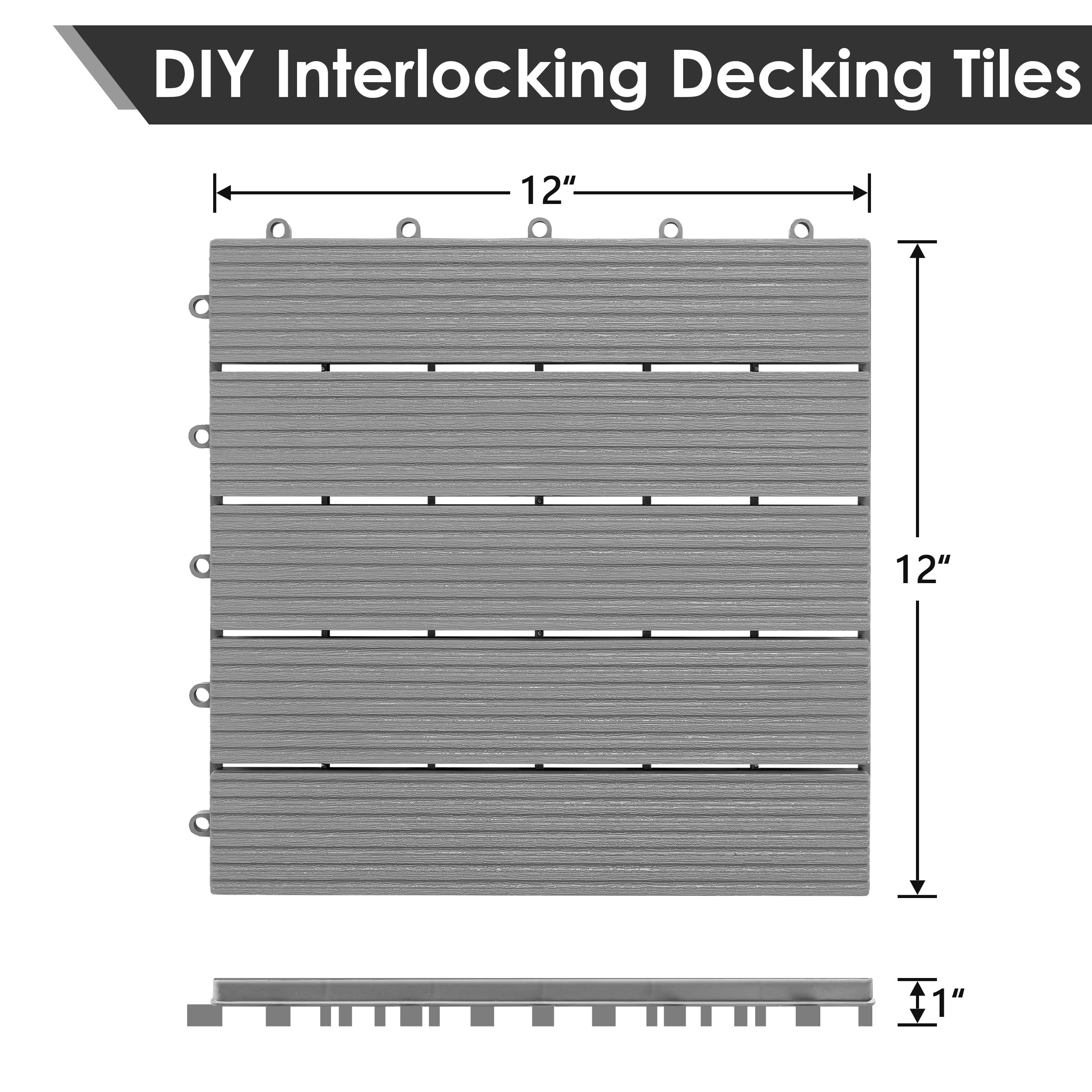 PrimeZone 27 PCS Interlocking Deck Tiles - 12